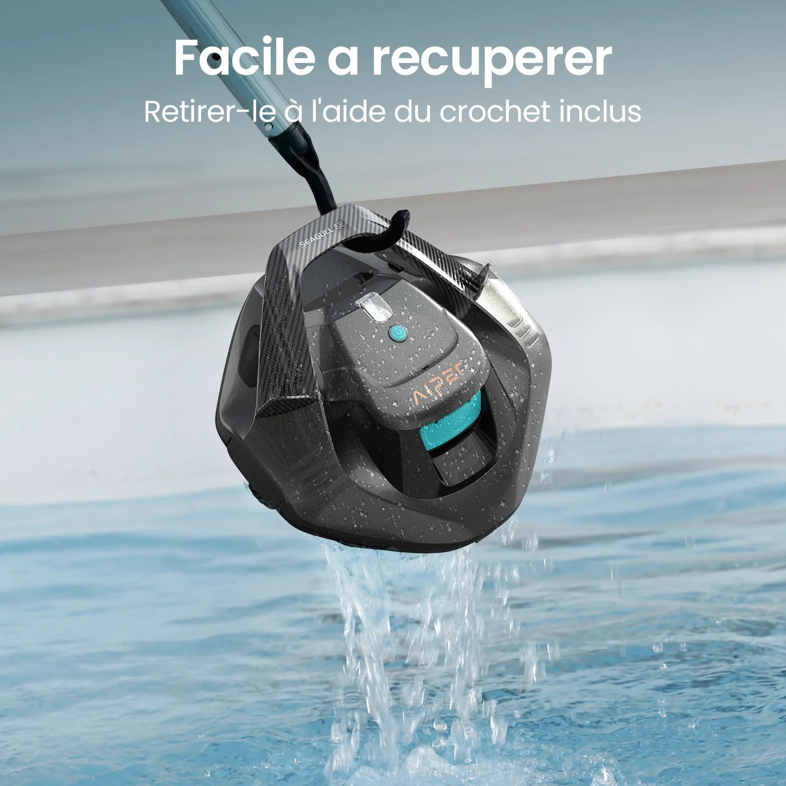 AIPER Robot Piscine sans Fil, Aspirateur pour Piscines jusqu'à 80 m², 90 Minutes Autonomie, Deux Moteurs
