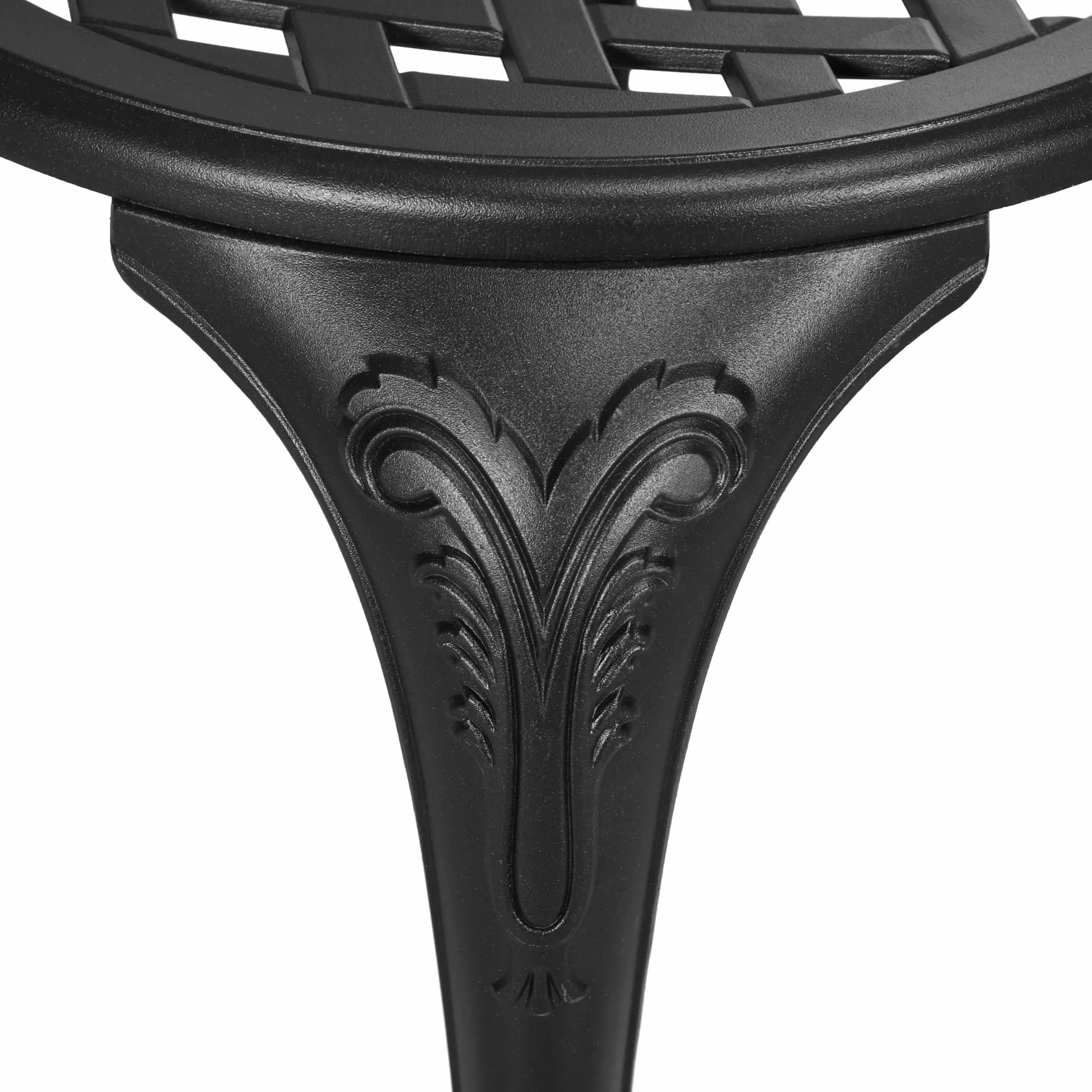 Outsunny Salon de Jardin Exterieur, Ensemble Table Ronde et Chaises Aluminium avec Trou Parasol Noir