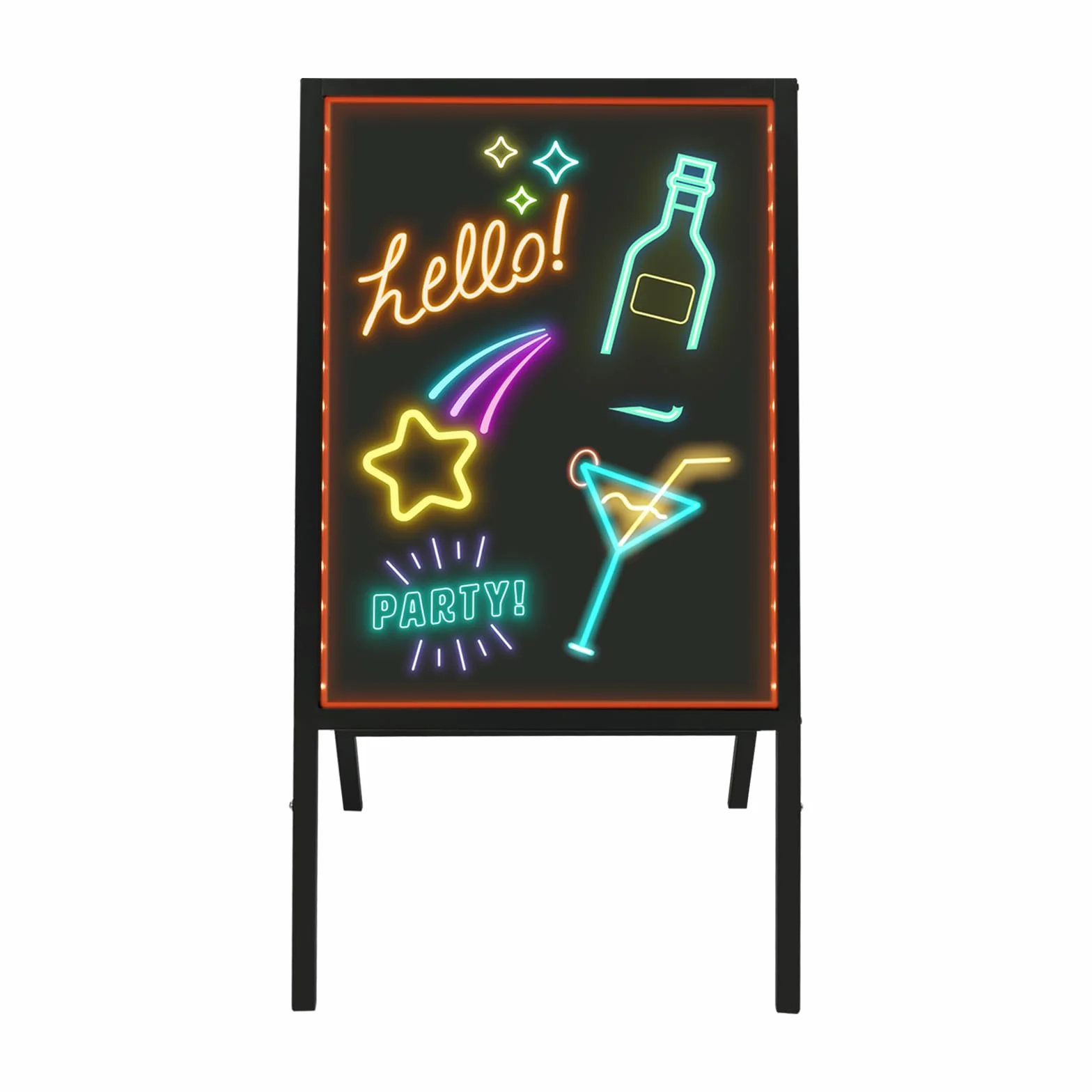 Tableau LED debout Premier chevalet lumineux marqueur craie néon acier rustique décoration vintage