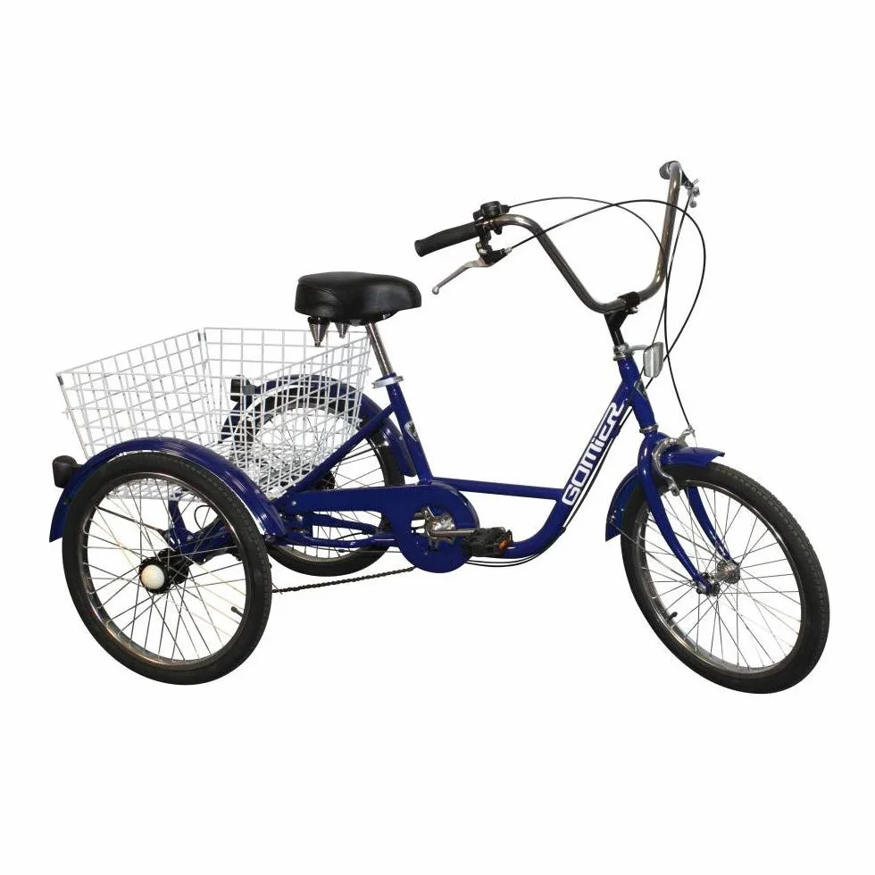 P2R Tricycle Adulte 20" Bleu 5 Vitesses avec Panier 100 kgs