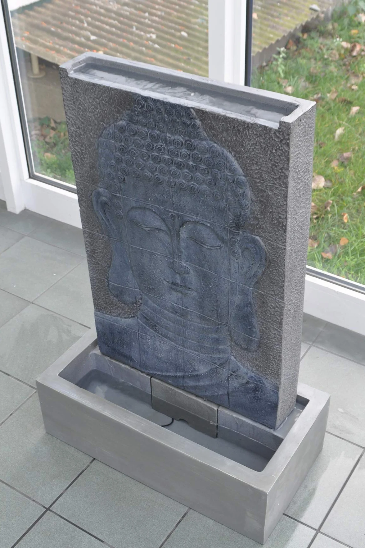 KÖHKO® Fontaine Bouddha Hauteur 102 cm avec éclairage LED mur d'eau pour jardin