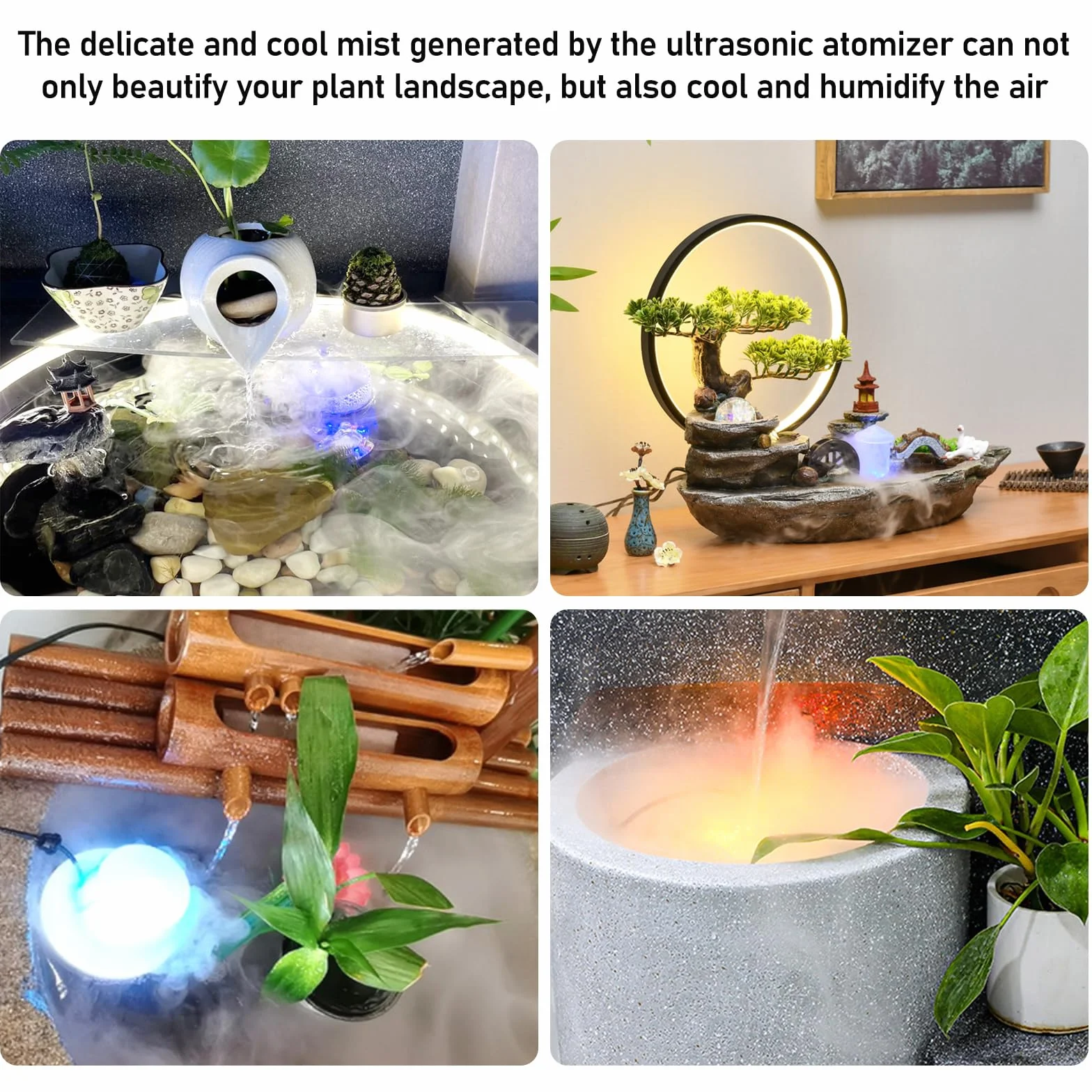 PORFOYO Nébuliseur à Ultrasons 12 LED Brumisateur Ultrason, Mini Machine à Fumée Halloween avec Protection Anti-éclaboussures