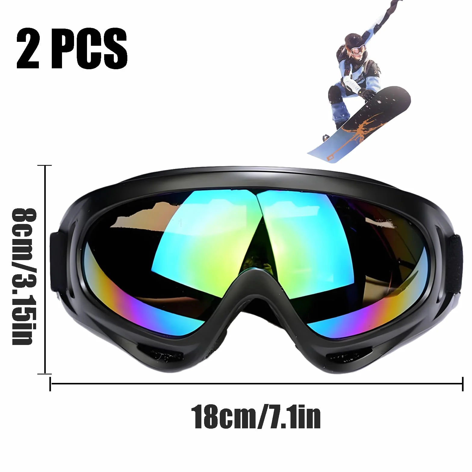 Lunettes De Ski 2 Pièces Masques De Snowboard Motoneige Moto Rembourrage En Mousse Hommes Femme