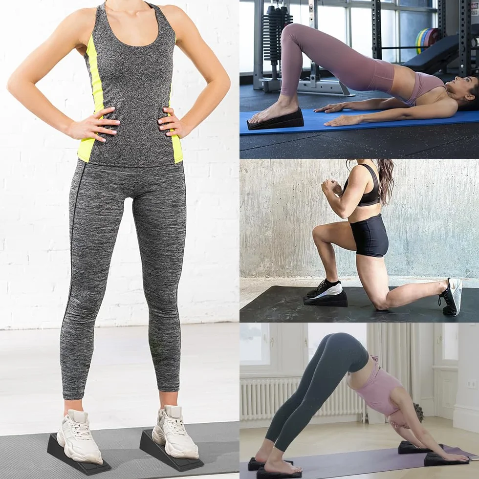 Planche Inclinée Étirement Lot de 3 Cales Protection Genoux Réglable Slant Board pour Jambes Mollets Exercice Musculaire