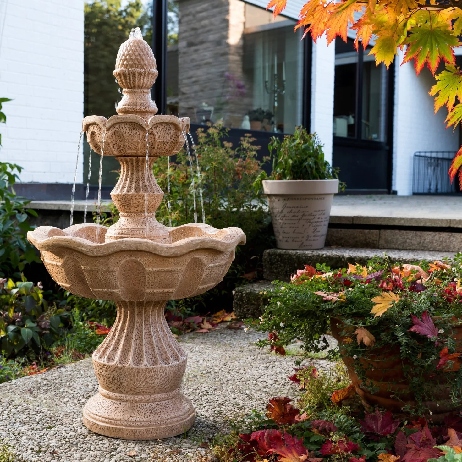 STILISTA Fontaine de Jardin METIS Aspect Pierre 58 x 58 x 102 cm Pompe Incluse