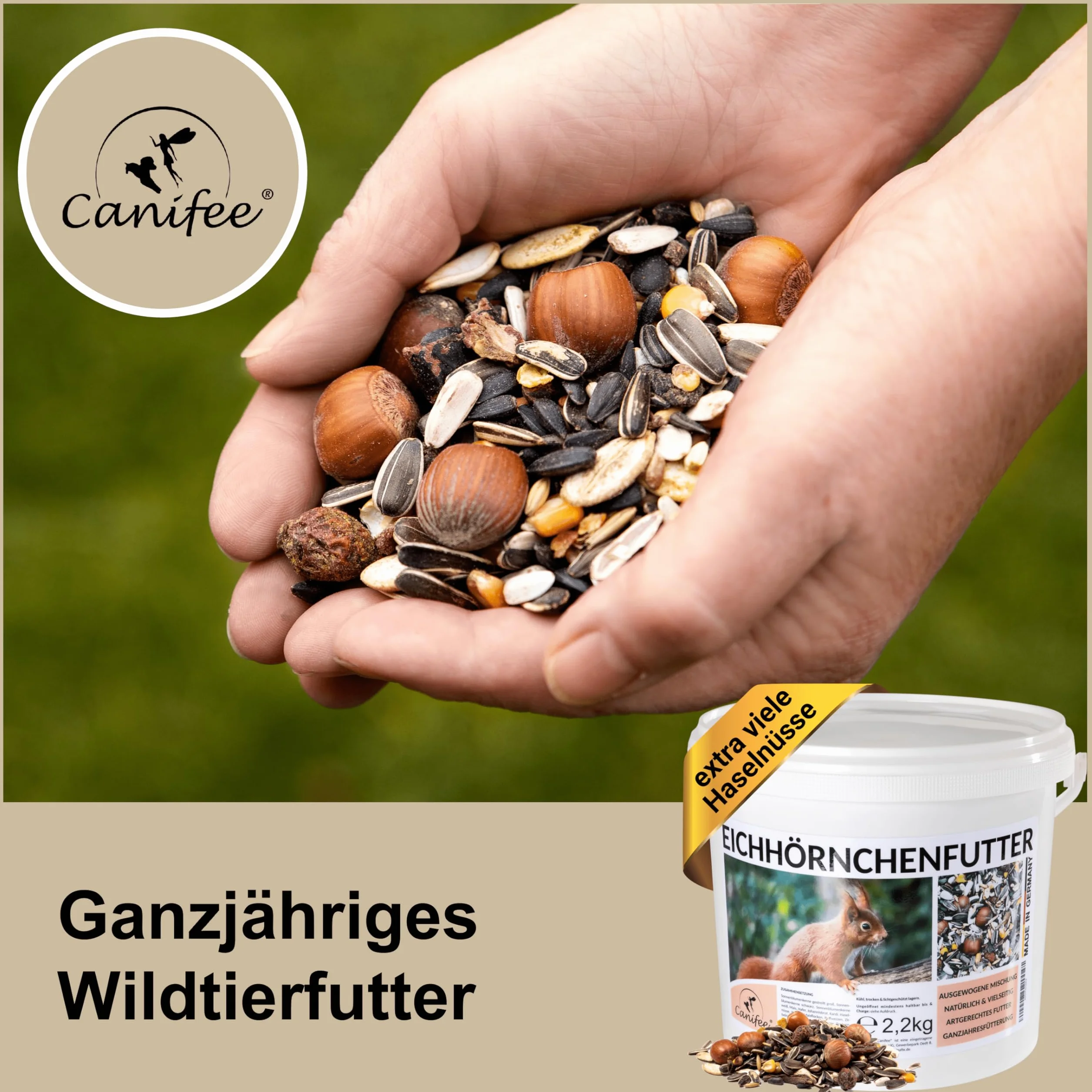 Nourriture pour écureuils 2,2 kg - Mélange pour animaux sauvages avec noisettes