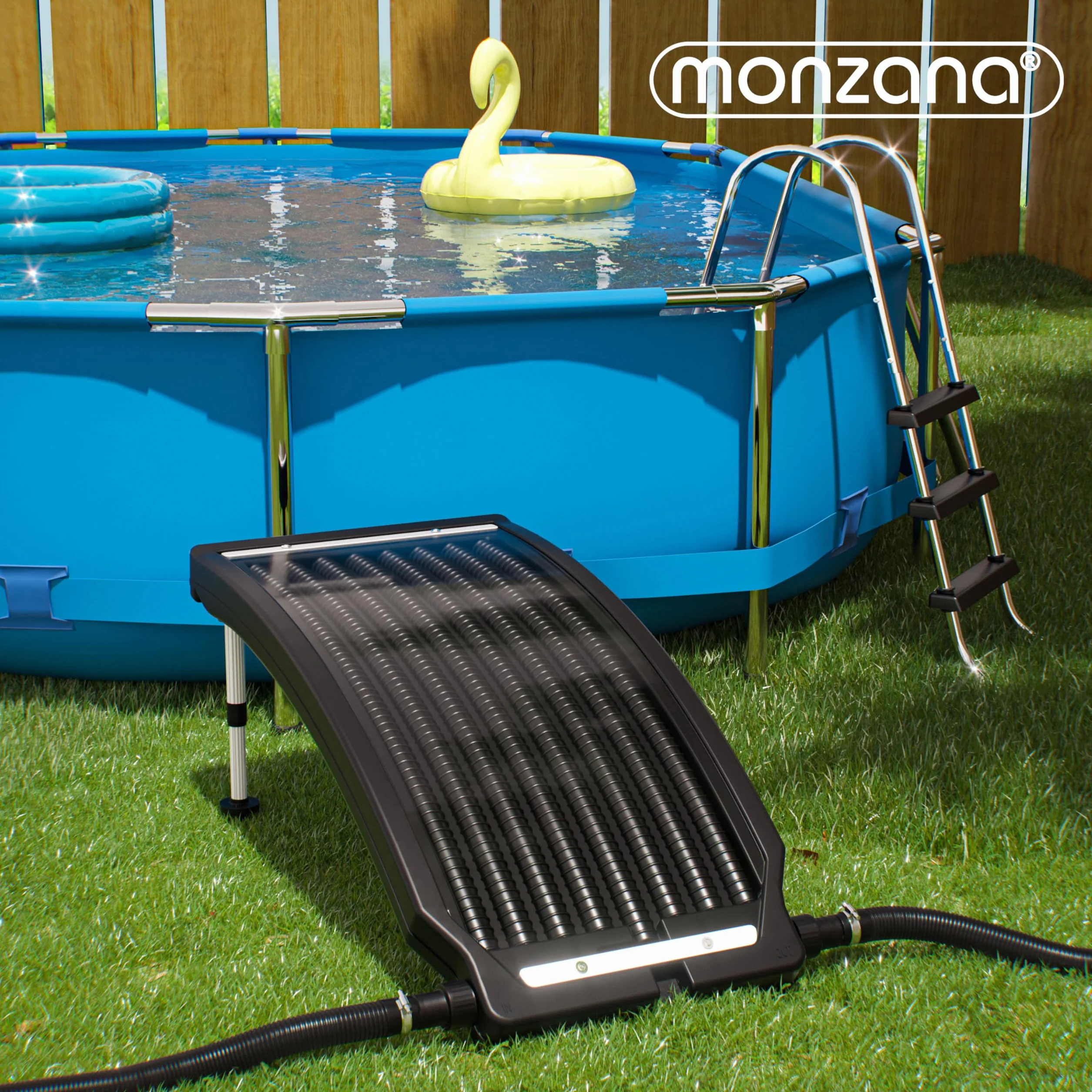 Monzana Panneau de Chauffage Solaire 112x55x14cm 10.000L/h 32/38mm raccord PEHD résistant UV Chauffage Piscine