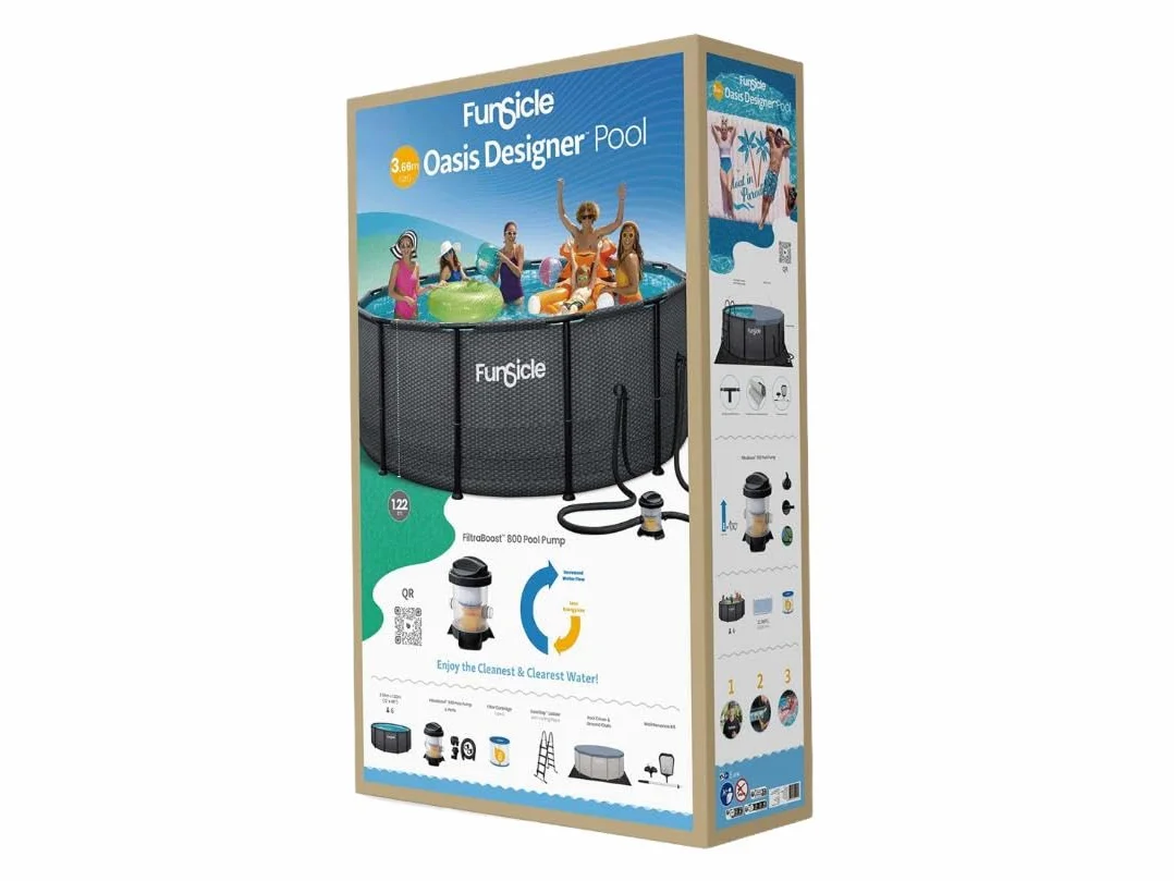 FUNSICLE Piscine Tubulaire Ronde Noire Ø3,66m x h1,22m