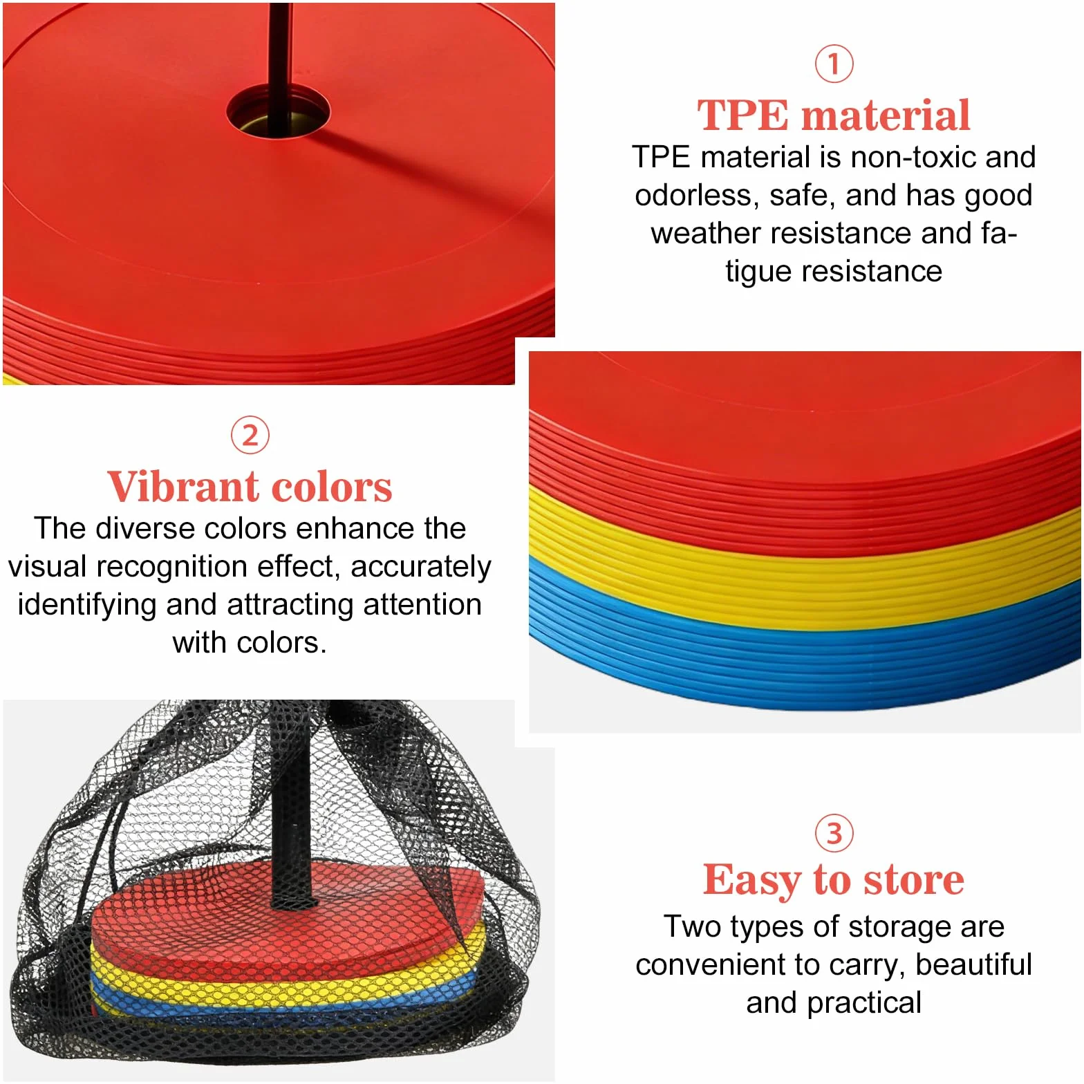 Disques de Marquage 24 Pièces 15 cm Antidérapants pour Football Basket Handball