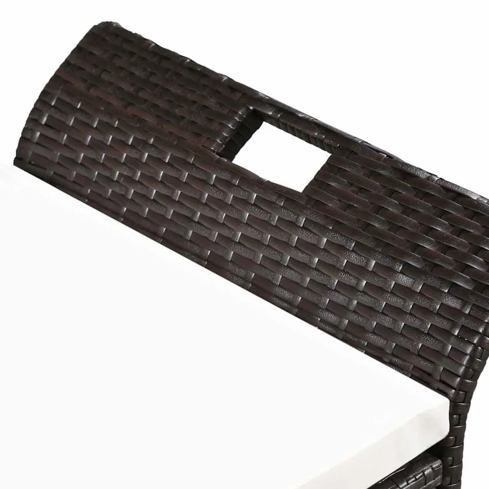 Banc de jardin 138 cm Résine tressée Marron avec coussin