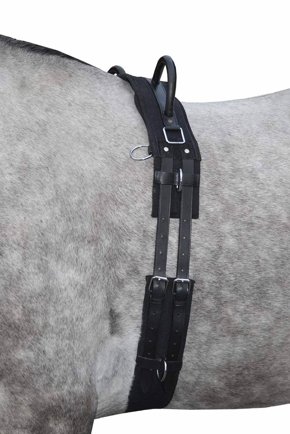 HKM 12701 Sangle de Longe en Toile avec Double poignée Fixe pour Poney Noir