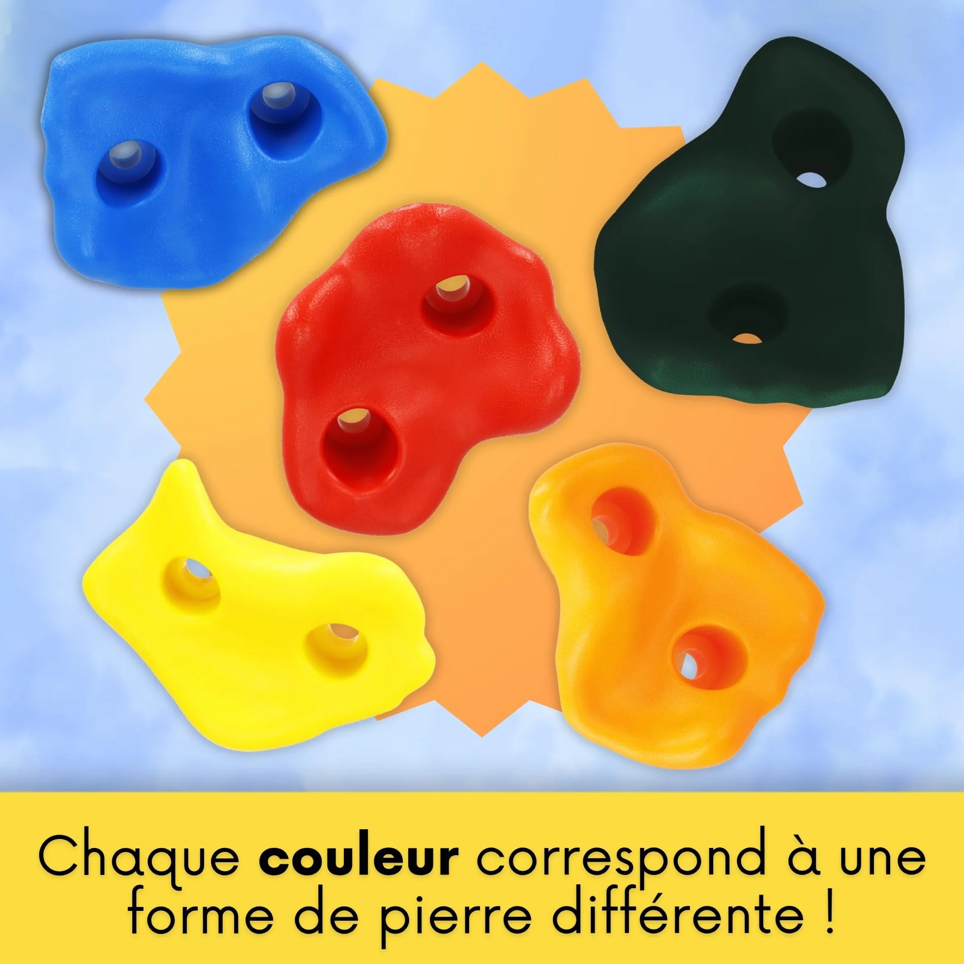 SPRINGOS Lot 10 Prises d'escalade Enfant avec Fixation – Plastique Multicolore, Surface Rugueuse, Vis Incluses – Mur Escalade Maison Chambre Jardin Dès 3 Ans