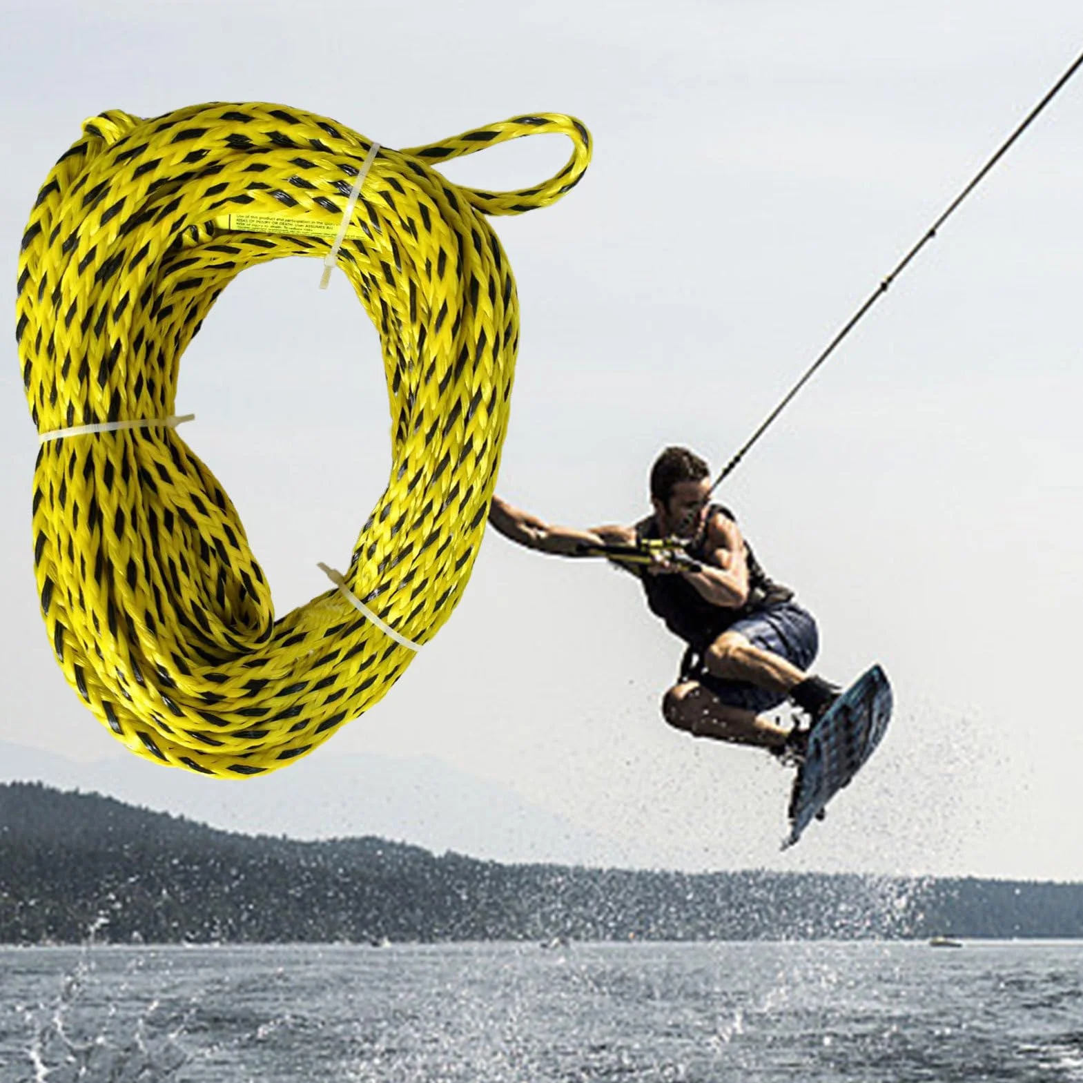 Corde de Remorquage pour Bouée Tractée, Corde Flottante Renforcée pour Bouée Tractée, Équipement pour activités nautiques pour la neige, la plage, la luge, le kayak, la plongée avec tuba, le wakeboard