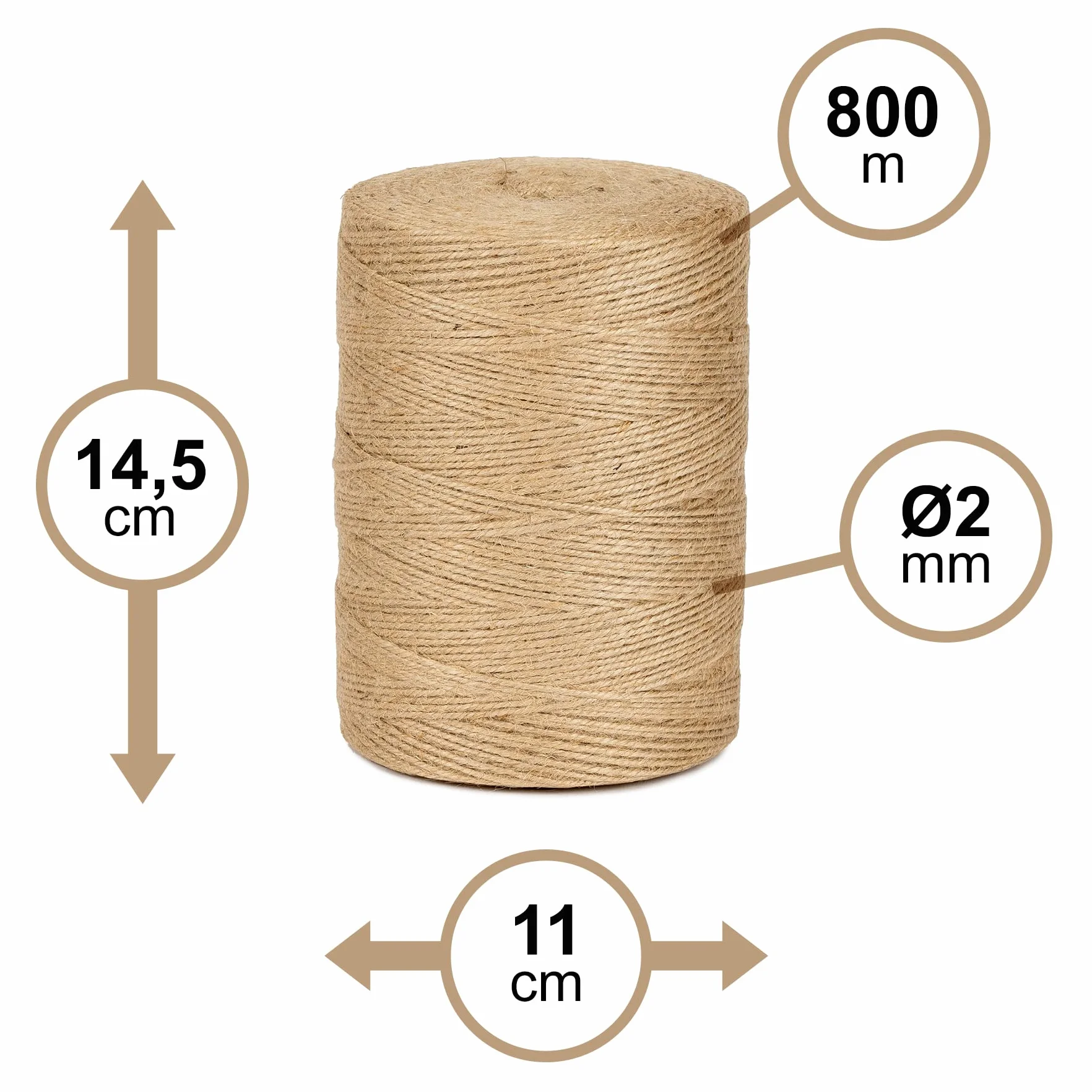 Ficelle Jute Naturel 2mm Bobine 800 m La Cordeline CJN34 pour Jardinage Bricolage DIY