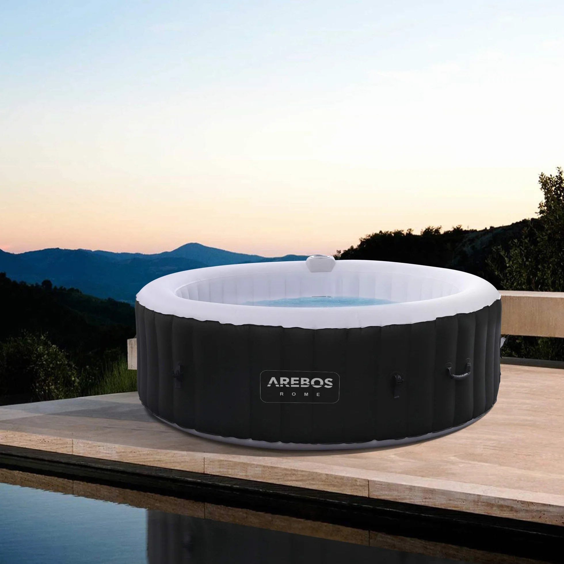 Arebos Comfort Set 2 poduszki na szyję z uchwytem na napój do jacuzzi | Biały | Wodoodporny | Pianka PU