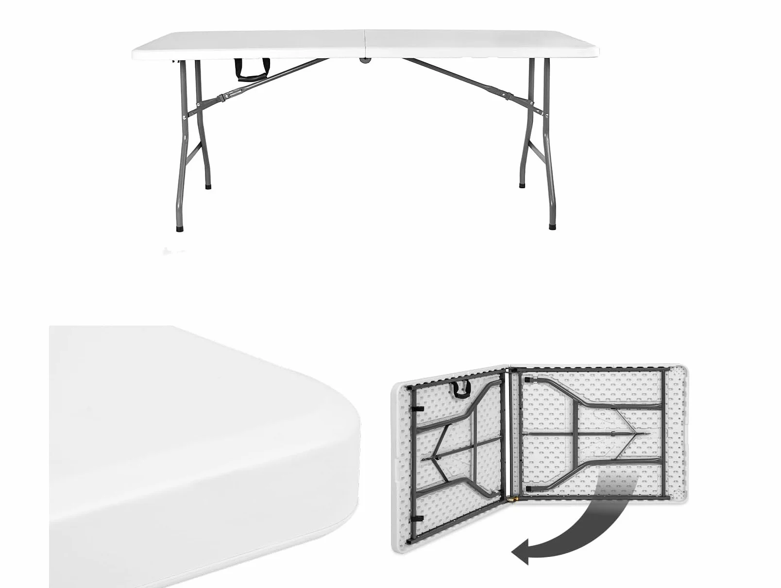 Table Camping Pliante 180CM Rectangulaire pour 6/8 Personnes - Lot de 2 Blanc