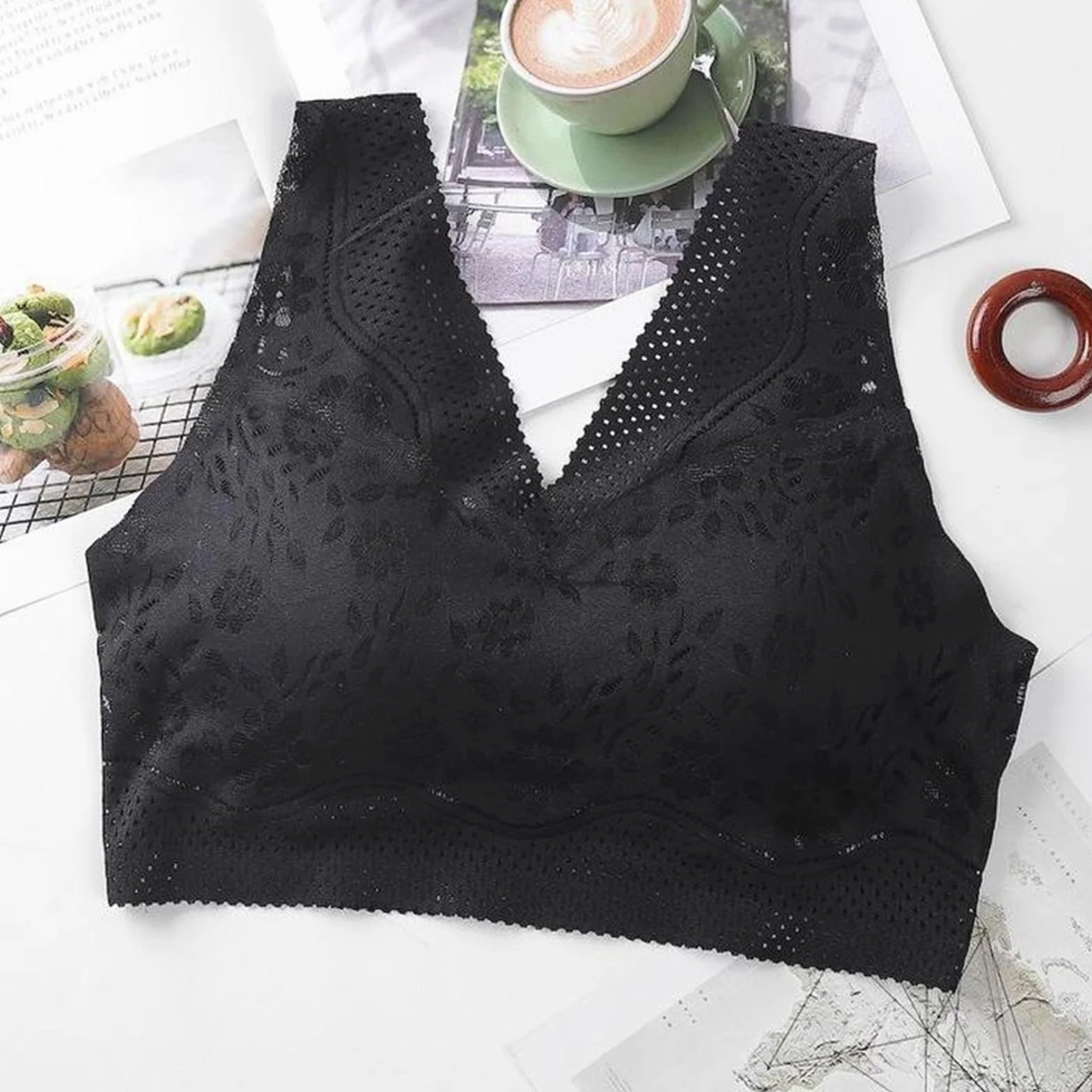 Lot de 3 Soutien-Gorge sans Armature, Sport Femme Élégant à Impression 3D Respirante