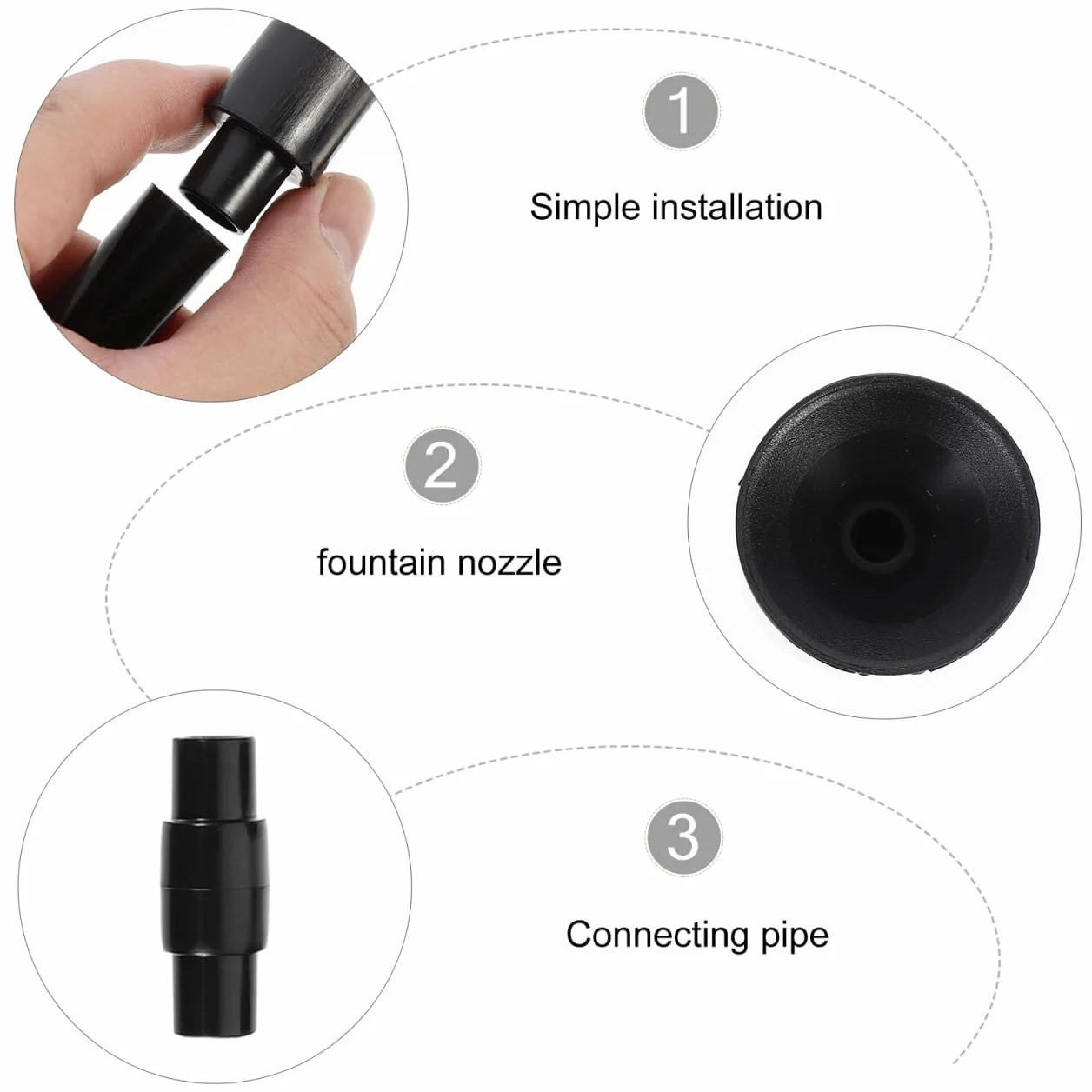 DOITOOOL Kit de 8 buses pour pompes de bassin, fontaine jardin, submersible, aquarium, piscine (Noir)