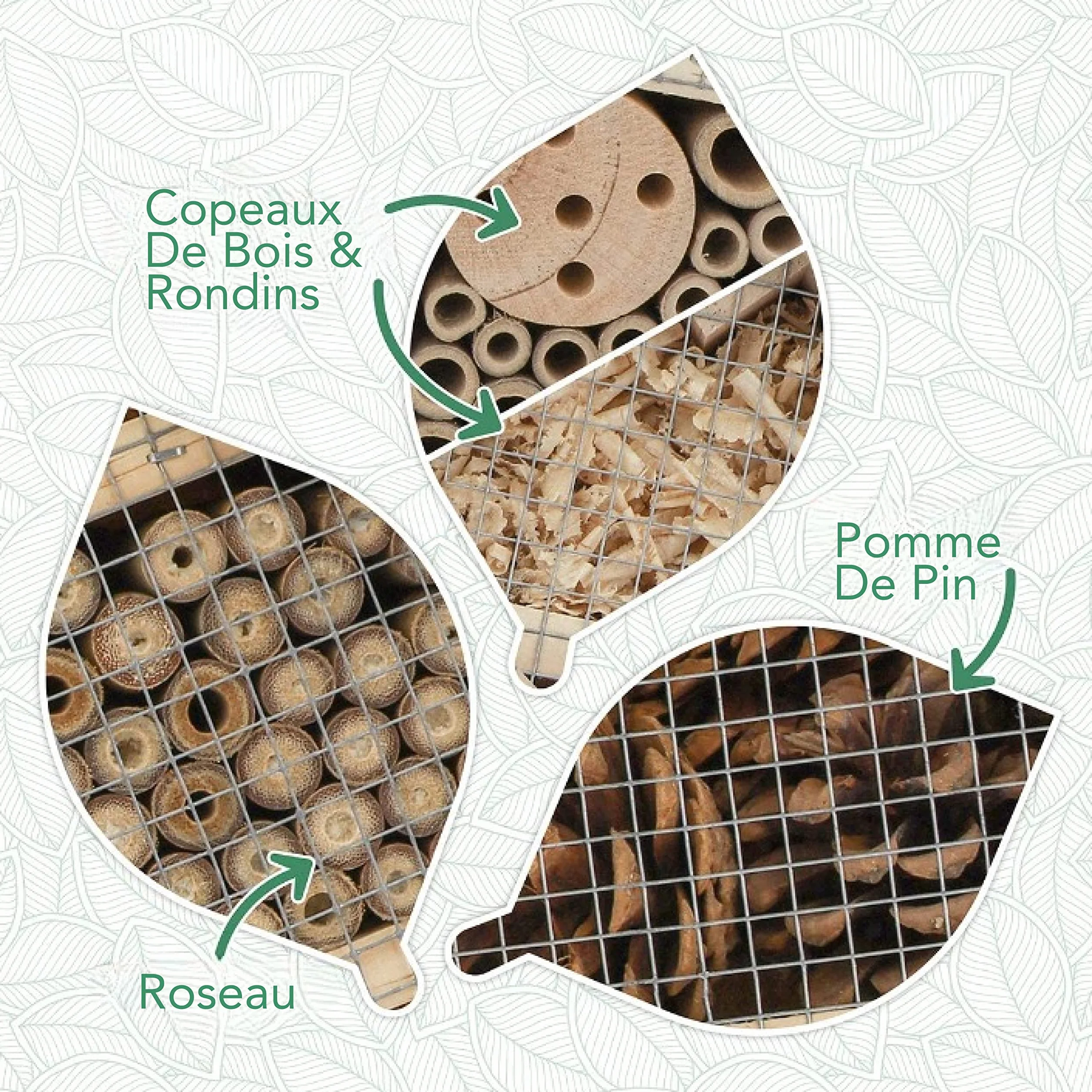 Hotel A Insectes avec Toit Métallique - Bois Non Traité, Maison pour Abeilles, Papillons - Hôtels à Insectes Extérieur