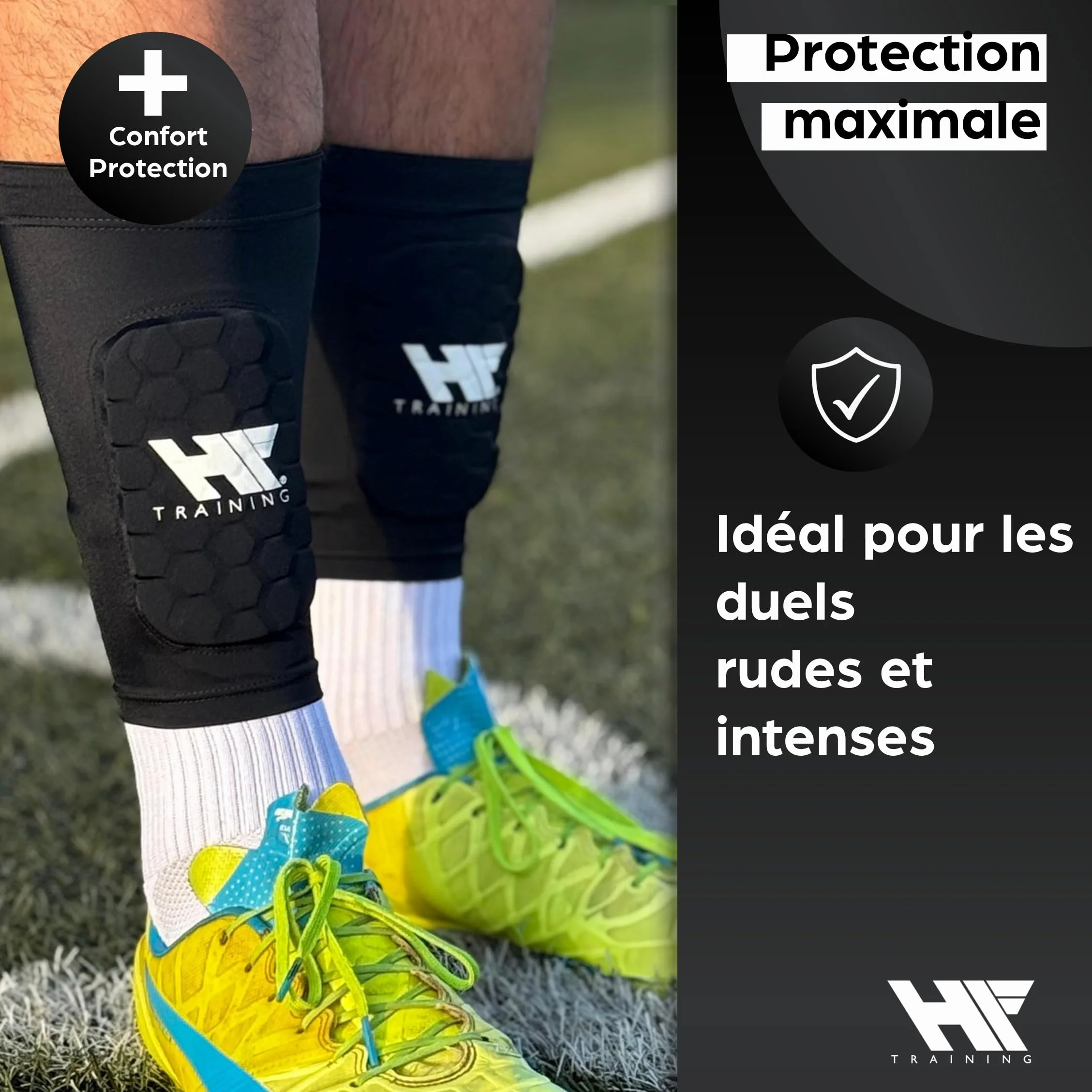 Protège-Tibias de Football 3 en 1 pour Homme, Femme et Enfant avec Chaussette intégrée (Taille S-L) - Protection Tibia avec Chaussette - Protection maximale des Tibias et protège-Tibias