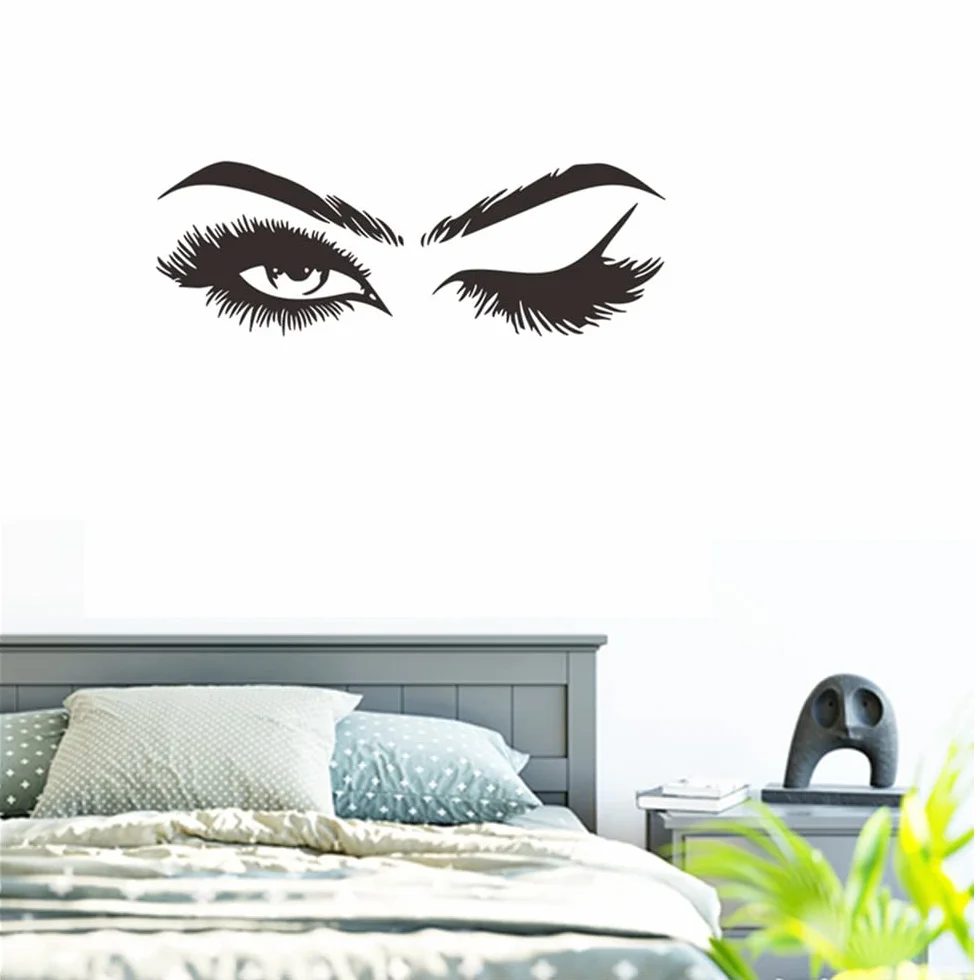 Beaux Cils Sticker Mural Vinyle Autocollant Décoration Murale Noir