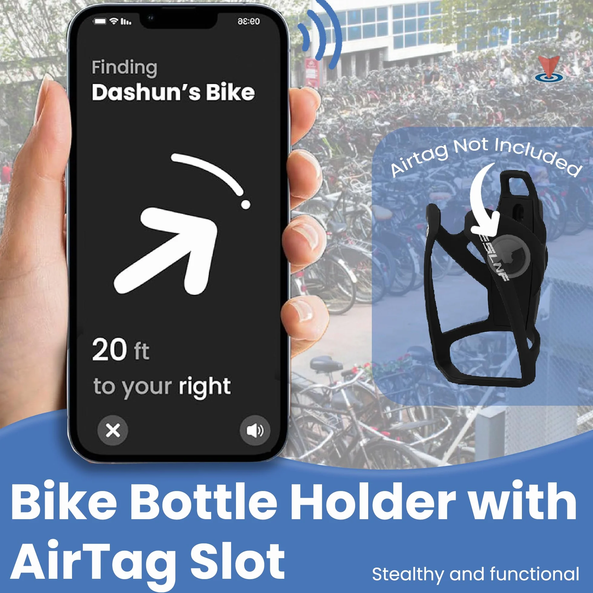 ReFind Porte-Bouteille de Vélo pour AirTag avec Compartiment Caché pour Apple AirTag. Porte-Bouteille Étanche et Anti-Poussière, Léger et Suivi de Vélo (sans iOS Tracker)