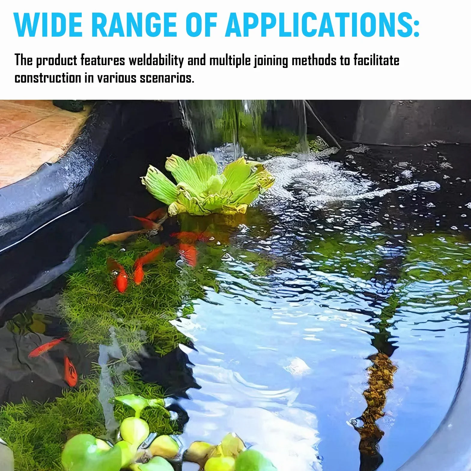 Bâche HDPE 2 x 2 m 0,2 mm pour bassin étang poissons jardin d'eau