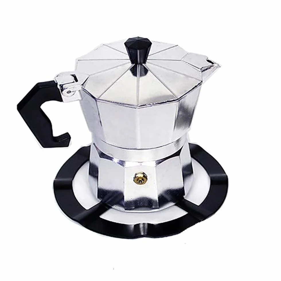 Support de Casserole Moka Acier Inoxydable pour Cuisinière Gaz, 2 Pièce Réducteur d'Anneau Noir