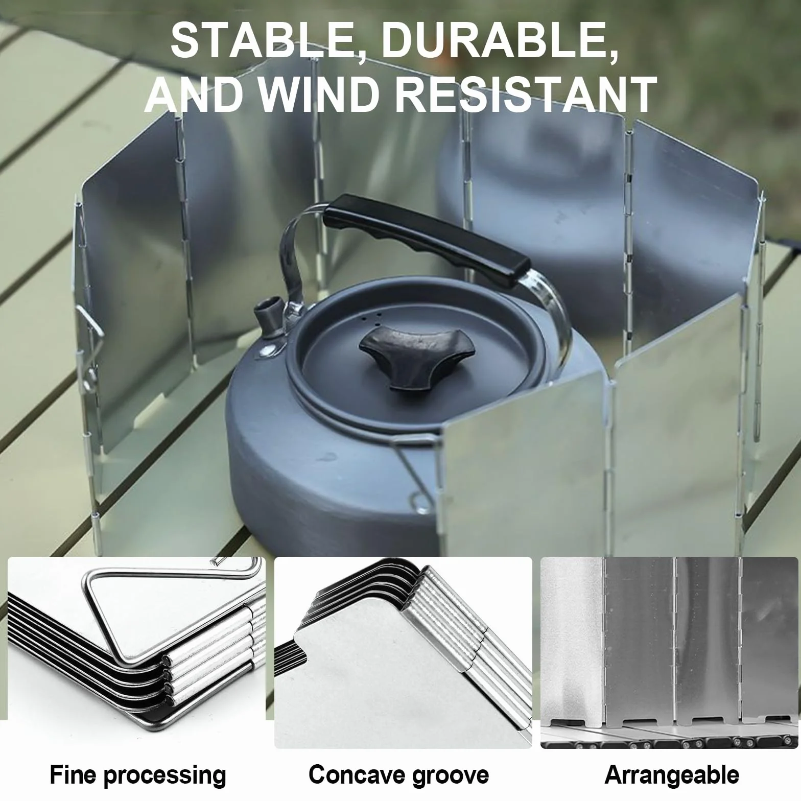 Pare-Vent Pliable Aluminium Plaques Pare-Brise de Camping Pare Vent Rechaud Gaz Camping Plein Air Pare-Brise pour Cuisinière à Gaz Pique-Nique Rechaud de Camping