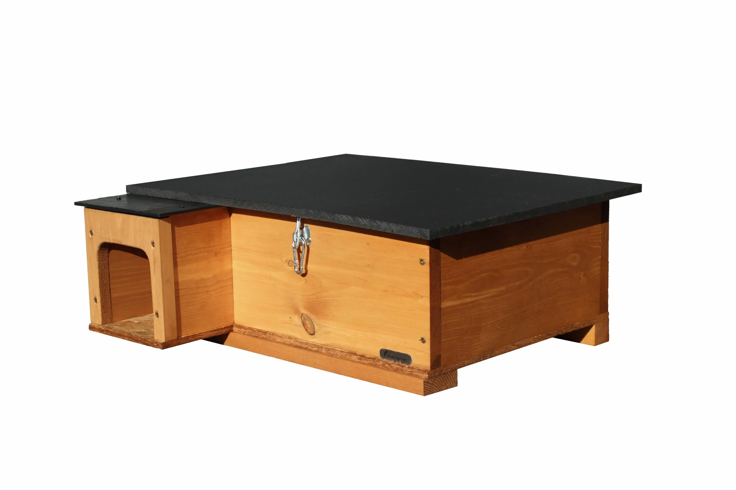 Green Feathers Maison pour hérisson - Marron doré avec revêtement anti-bactéries, habitat extérieur résistant aux prédateurs, toit écologique et sol en bois massif