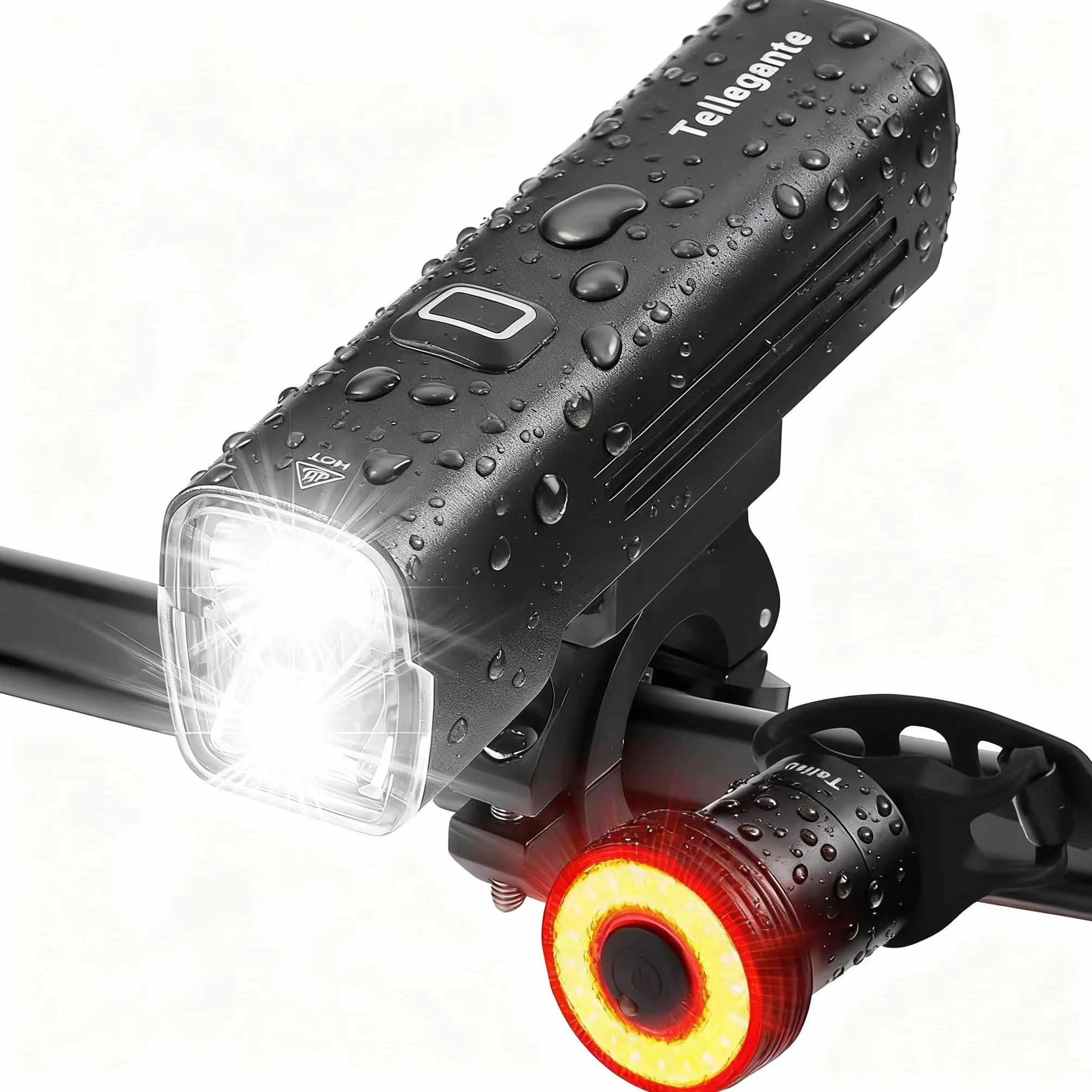 Lampe Velo 2 LED Puissantes Faisceau Haut/Bas Feu Arrière Vélo Intelligent | 6000mAh Eclairage Velo Rechargeable USB C, Détection de Freinage, IPX6 Étanche Lumiere Velo Avant et Arriere en Aluminium