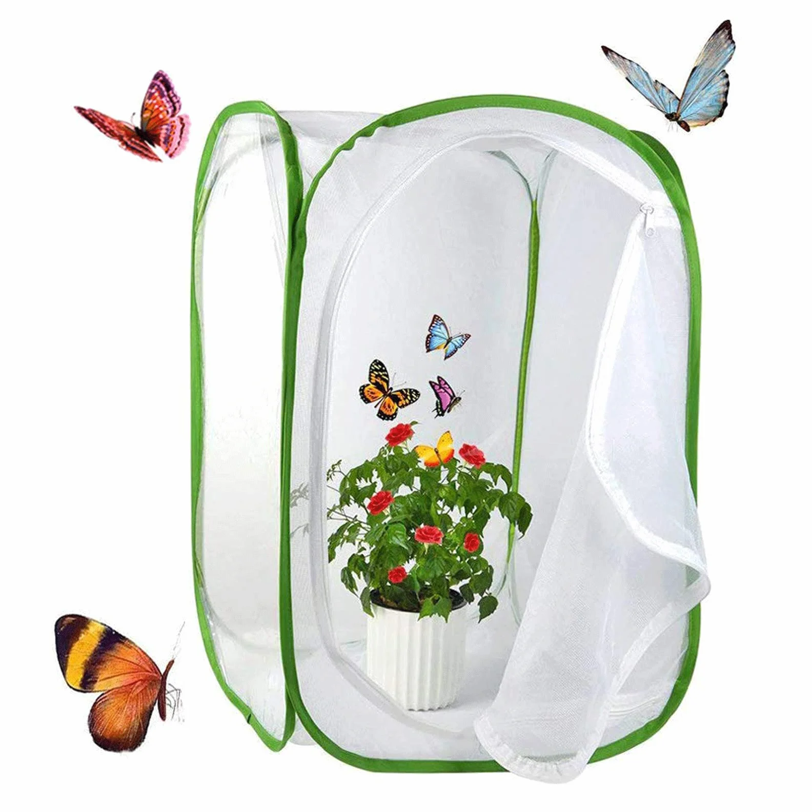 Habitat de Papillon Pliable Bug Catcher Insectes Cage de Plante Terrarium Pop-up pour Enfants Vert Grande Taille 40x40x60cm