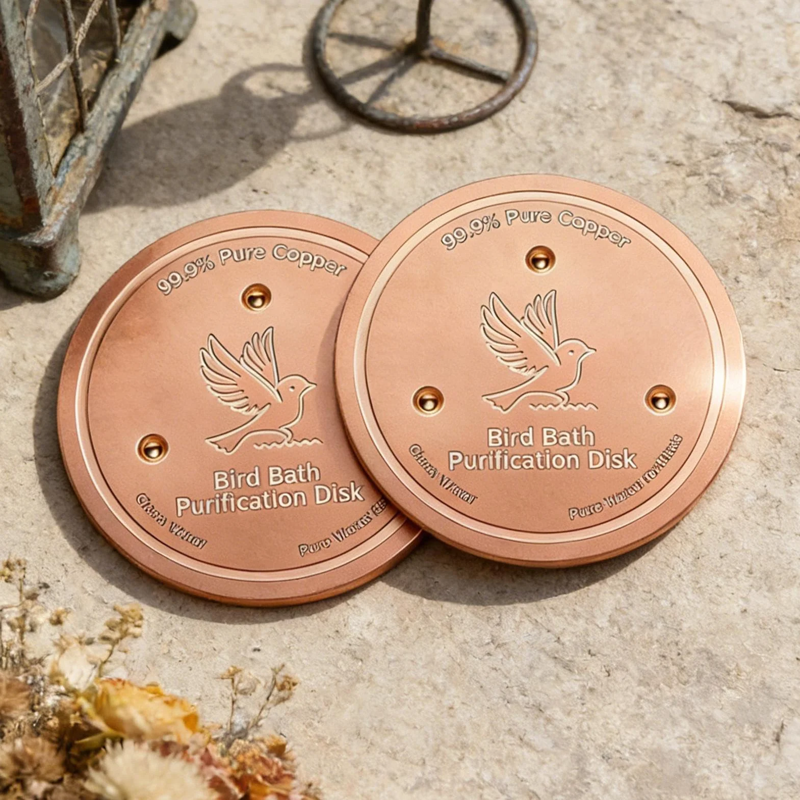 Disque à oiseaux en cuivre 20,3 cm plateau de bain résistant à la rouille fontaine accessoire