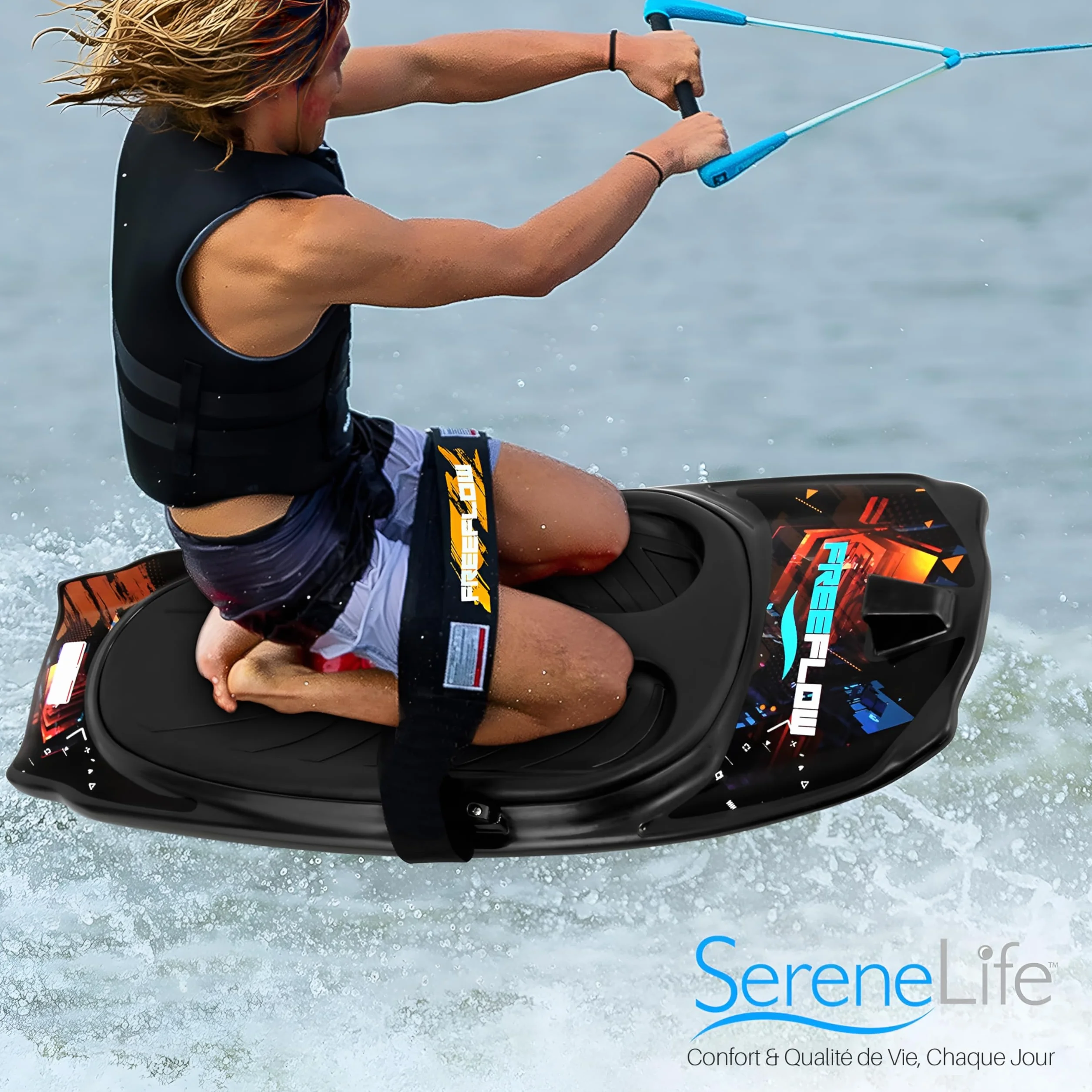 Serenelife Planche à Genoux pour Sports Nautiques , avec Crochet pour Enfants et Adultes, Planche à Genoux avec Sangle pour Bateau, Ski Nautique, Bodyboard, Surf