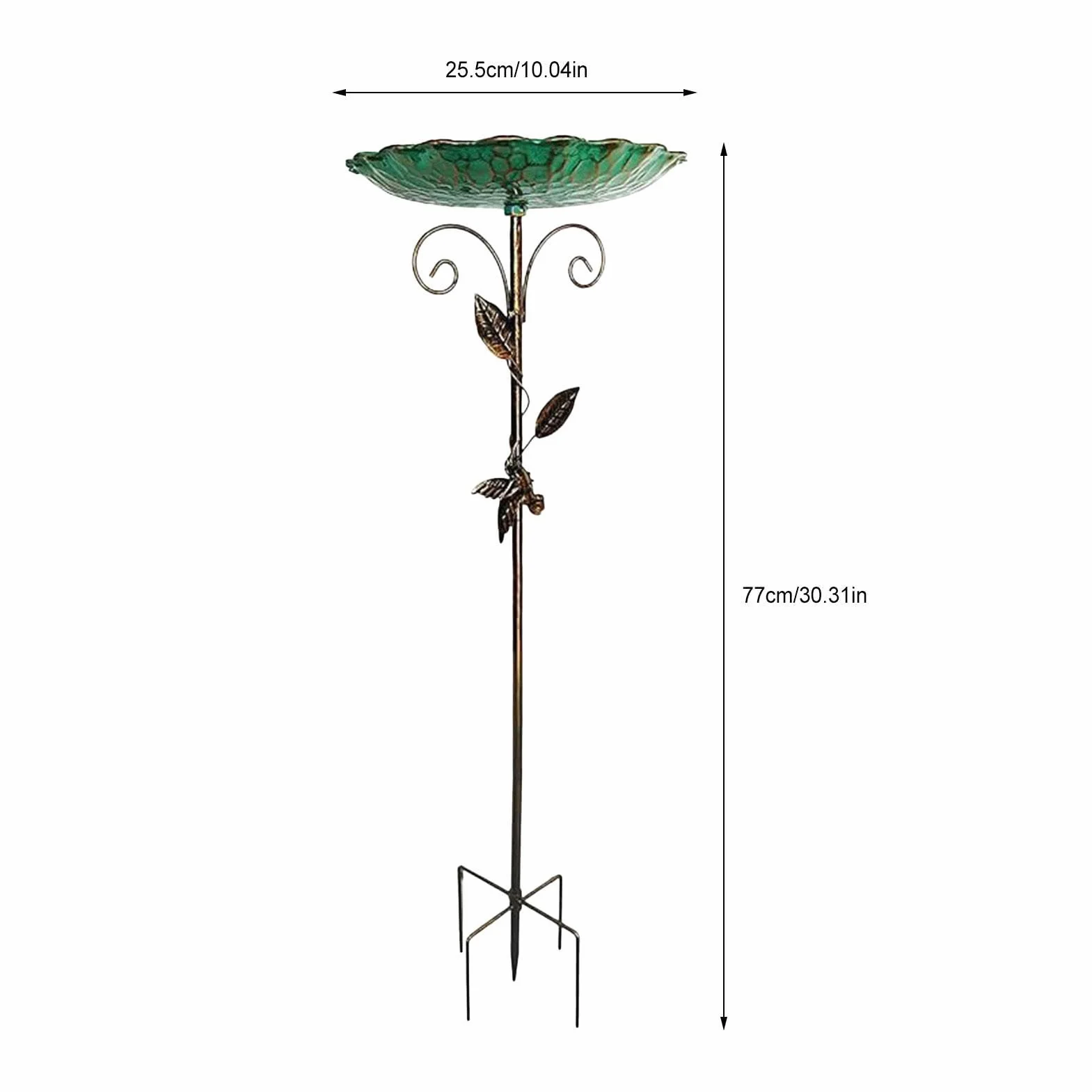 Bain d'oiseaux extérieur 76 cm de hauteur abreuvoir décoratif fontaine avec piquet