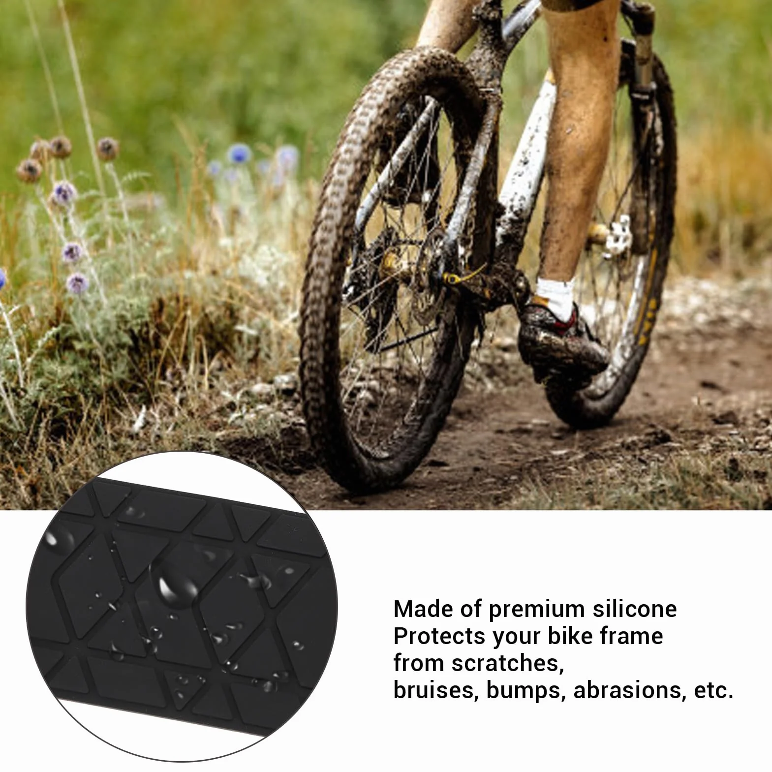 Bnineteenteam Protecteur de Base de Chaîne, Housse de Protection de Base de Vélo en Silicone pour Vélos de Montagne et de Route 14,1x2,8 Pouces