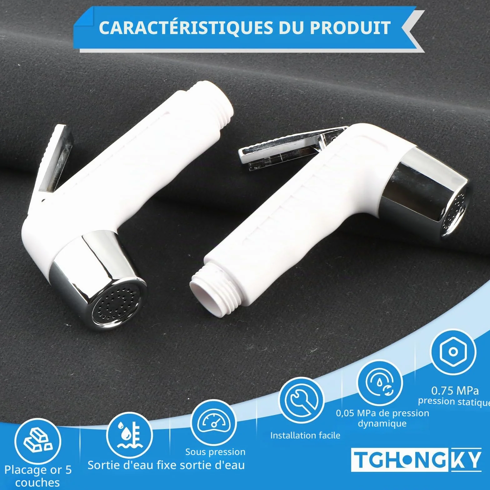 2x Douche Bateau Douchette Camping-Car Douchette Bateau avec Bouton, Pomme à économie D'eau,Durable et Résistant à la Rouille,Conception à Pression Accrue