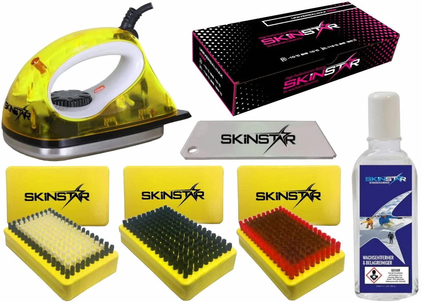 Kit Démarreur Ski Cire SkinStar 7 Éléments Fer Brosse Nettoyeur
