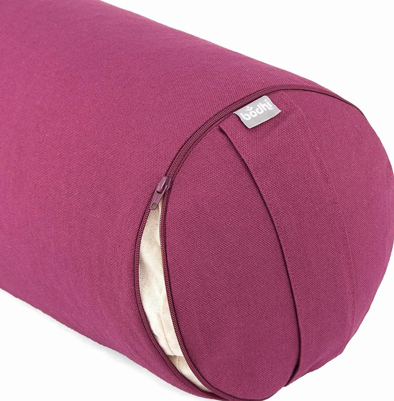 Coussin bolster de yoga BASIC env. 65 x 23 cm, coton robuste, housse amovible, lavable à 30°C, passant pour le transport, remplissage et couleur au choix