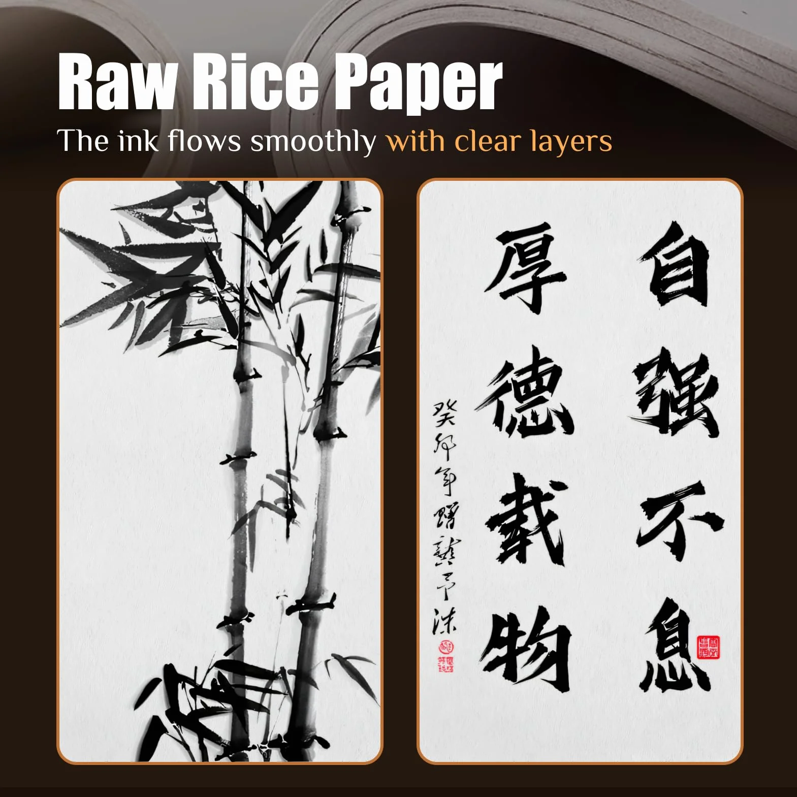 Papier de Riz A4 297x210mm Épaissir Imprimable pour Calligraphie Chinoise Japonaise, Feuille Xuan Mi-Cuit