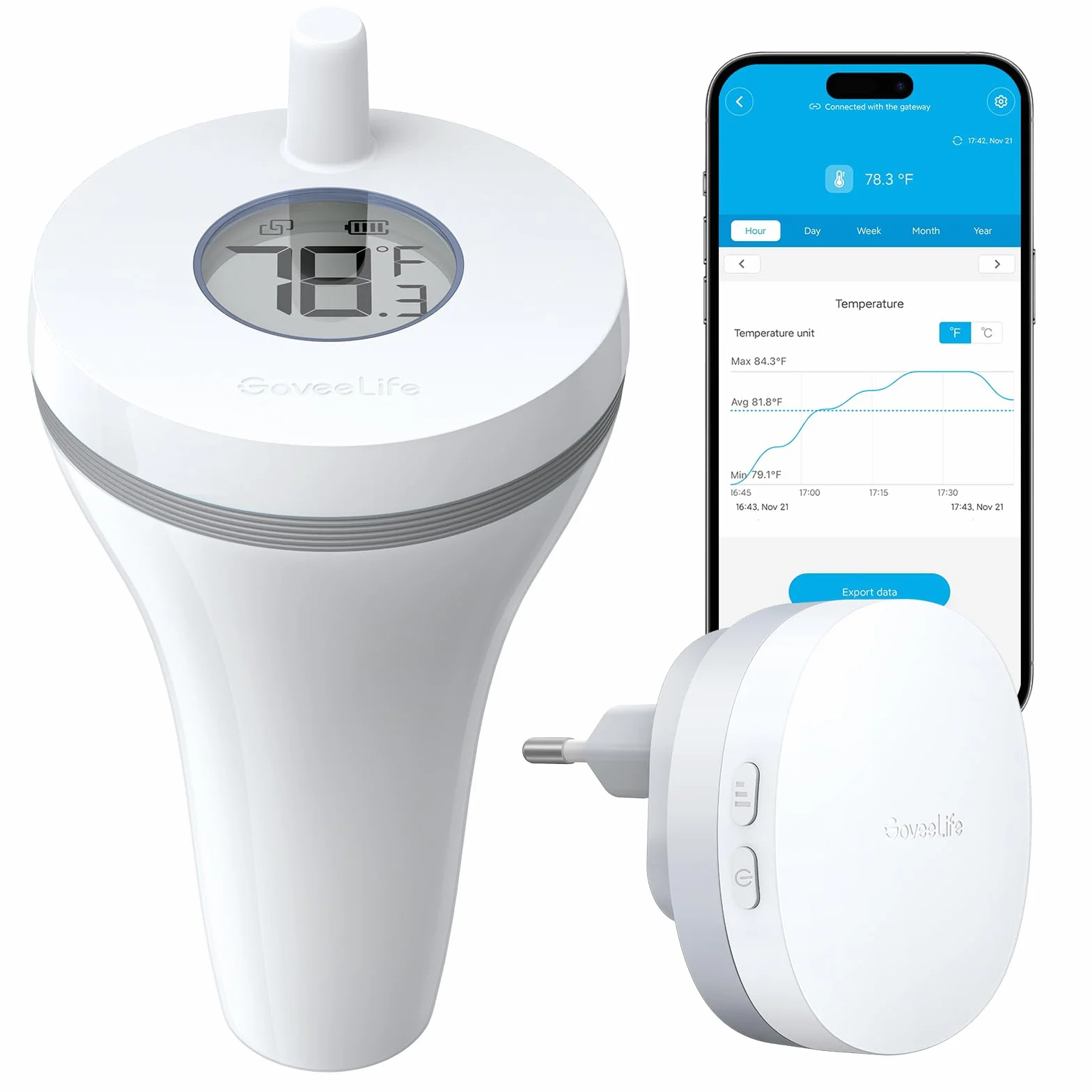 GoveeLife Thermomètre de piscine WiFi IPX7 Numérique Alerte App Exportation données
