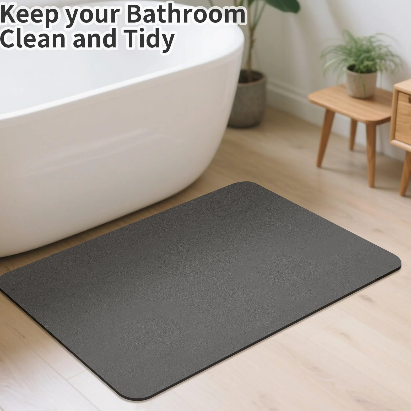 Tapis de Bain Antidérapant Absorbant Séchage Rapide Sortie de Douche Gris Foncé 40x60cm