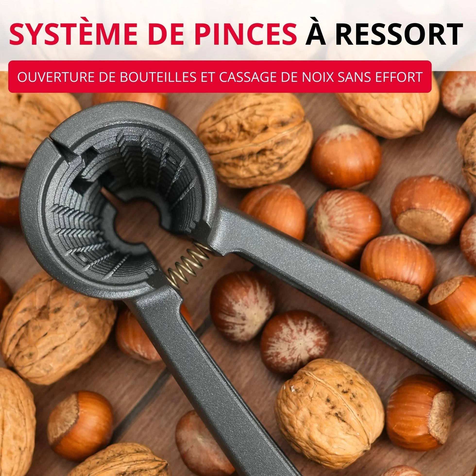 Westmark Casse-noix et pince à champagne extra large en aluminium anthracite/rouge