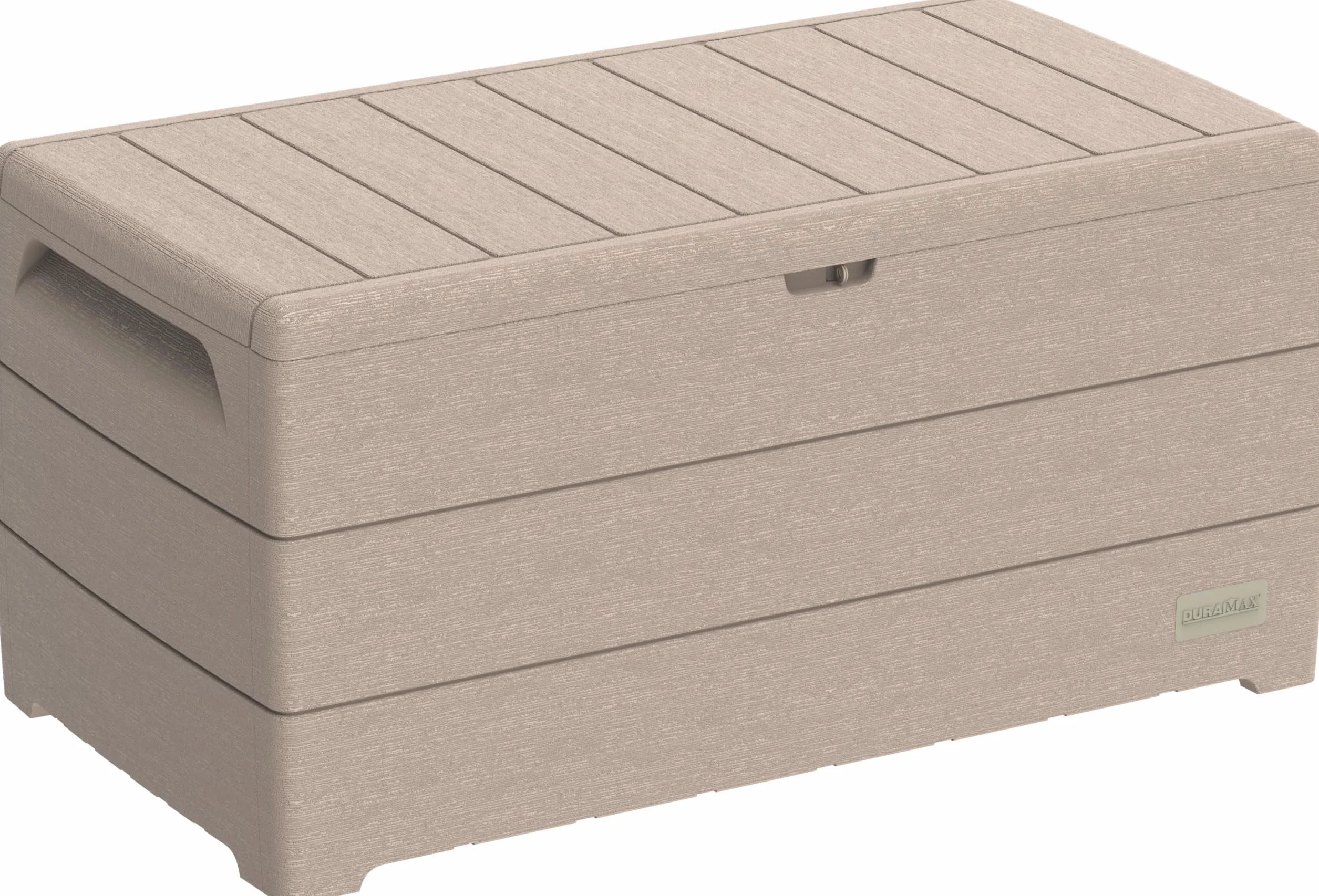 Duramax Durabox 416 Litre Plastic Storage Box Outdoor Deck Box Garden Cushion Box Woodgrain Texture Warm Taupe