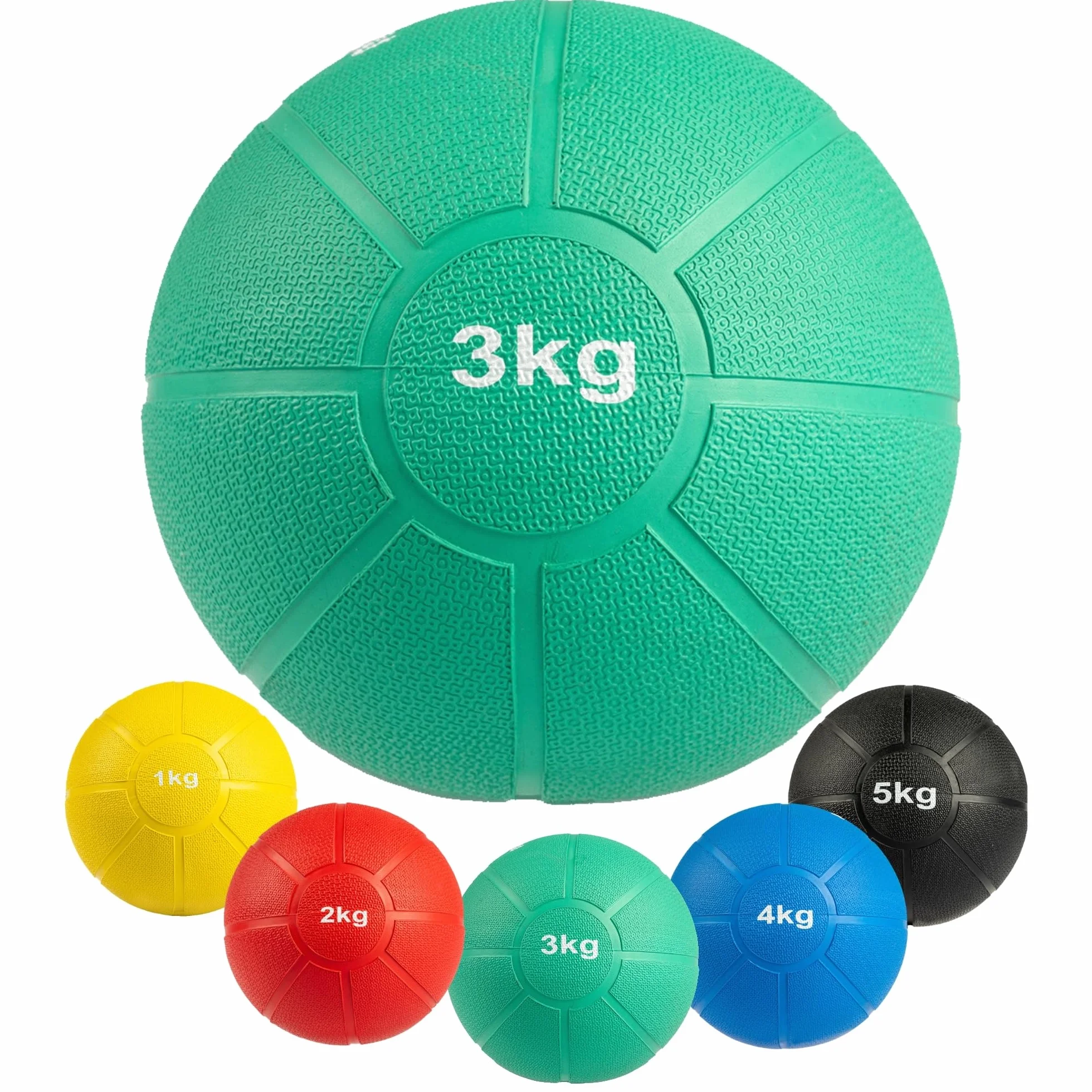 MATCHU - Médecine Ball - Medicine Ball - - Caoutchouc Solide - Disponible en 1, 2, 3, 4 et 5 KG - Disponible en Jaune, Rouge, Vert, Bleu, Noir