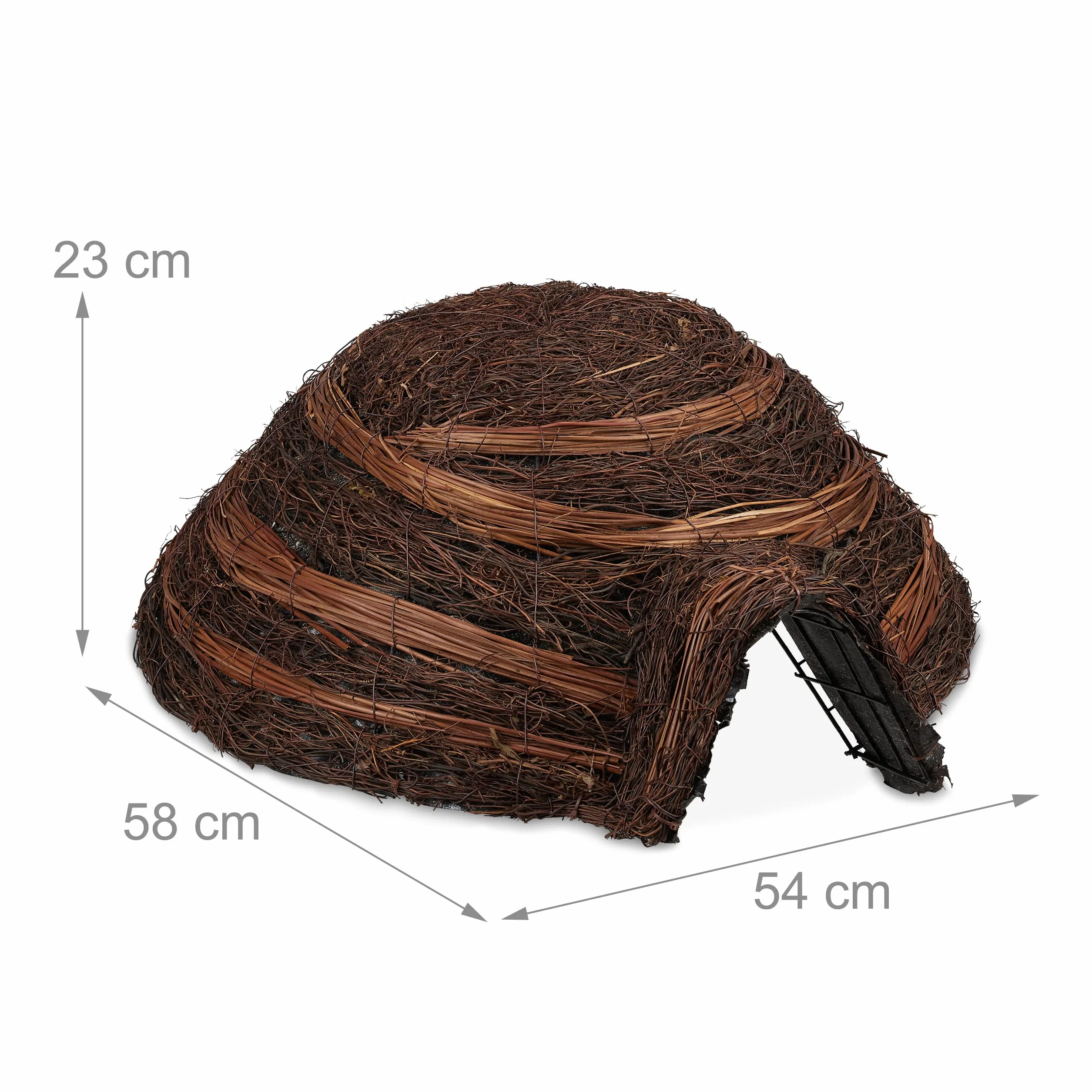 Relaxdays Niche pour hérisson en Paille, abri d'hiver, 23 x 54 x 58 cm, Marron