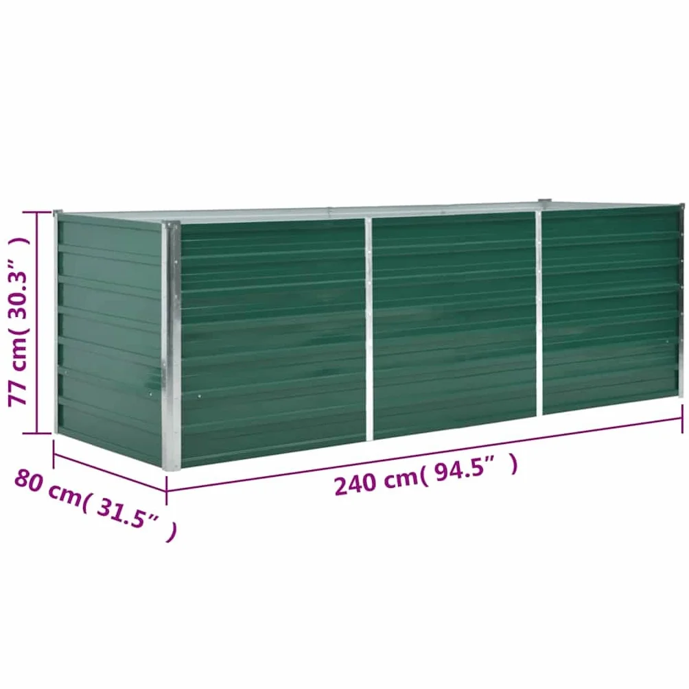 vidaXL Bac à Fleurs surélevé en Acier Galvanisé 240x80x77 cm Vert