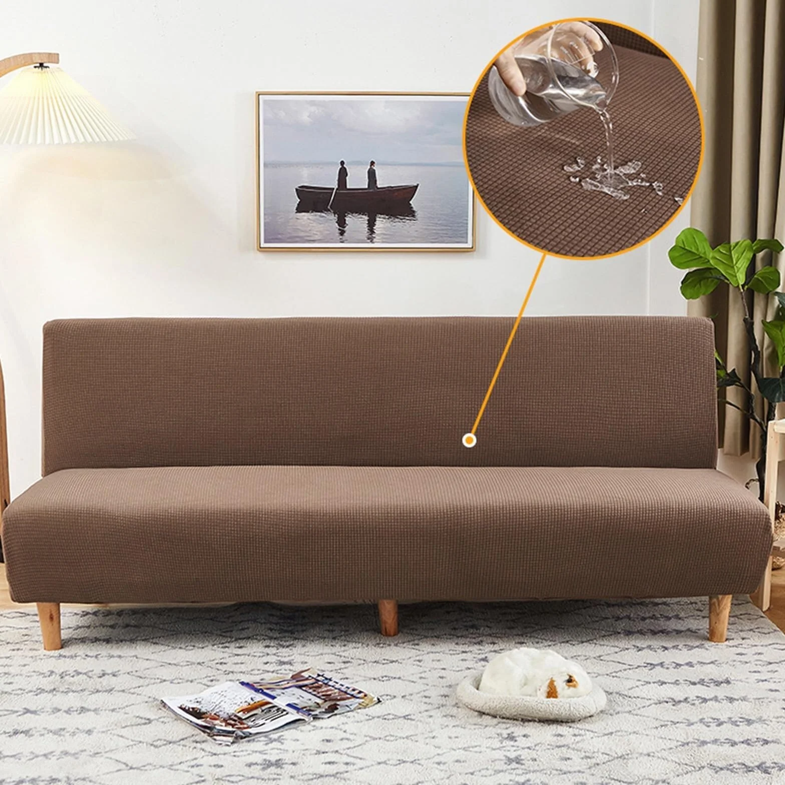 Housse De Canapé Sans Accoudoirs 2 3 Places Jacquard Extensible Imperméable Résistant Aux Taches Anti-dérapant Lavable (Multi-colored 190-210cm)