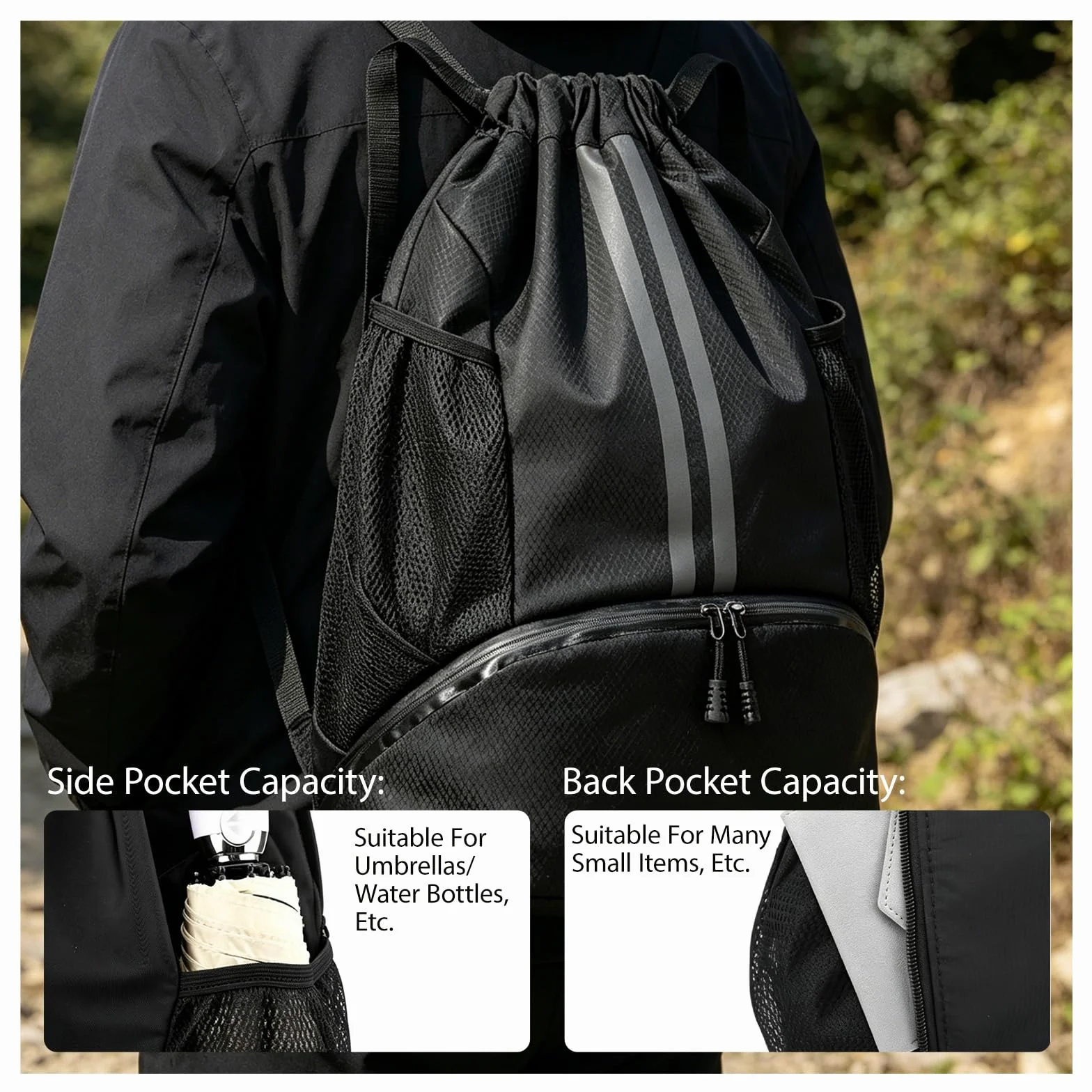 Sac de sport avec compartiment à chaussures, sac de gym à cordon, sac à dos de sport imperméable pour femmes et hommes, sac de sport pour hommes, idéal pour le sport, le fitness, la randonnée