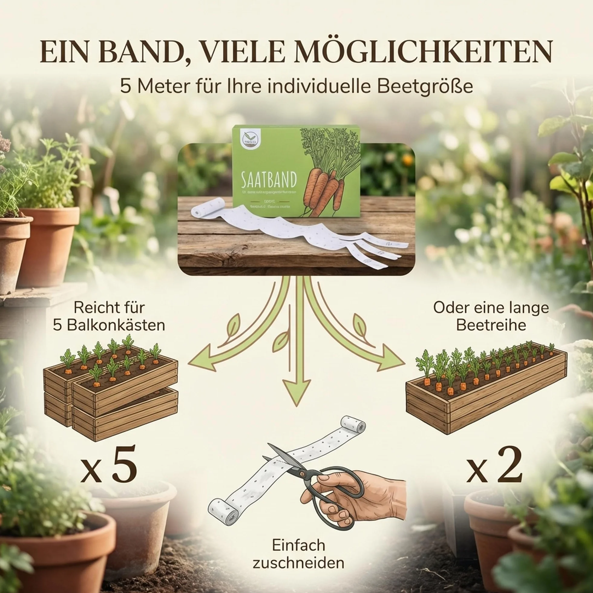 Ruban de graines de carottes Nantaise 2 - Daucus carota 5m pour jardin et potager
